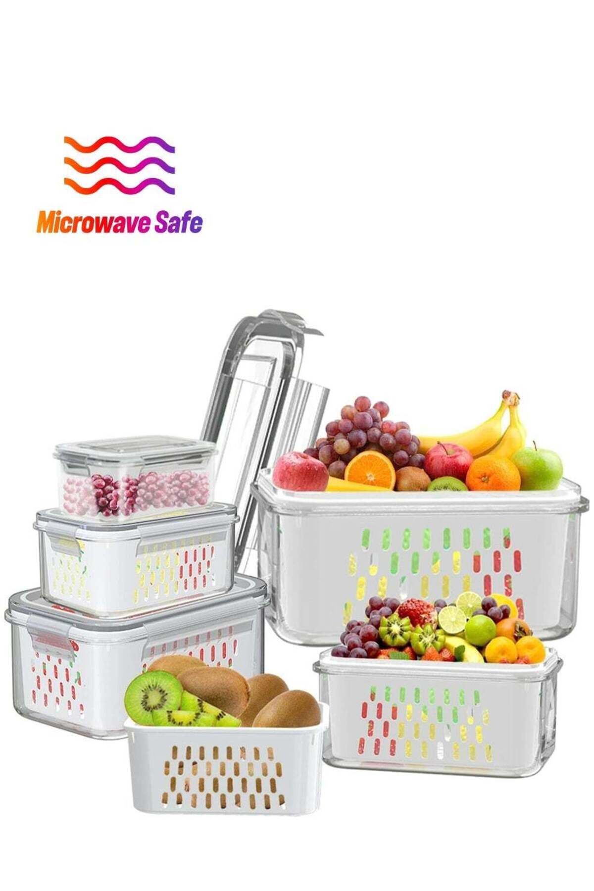Generic-Arabest 5-Pack Fruit Storage Containers for Fridge with Removable Colanders, 4 in 1 Produce Storage 1