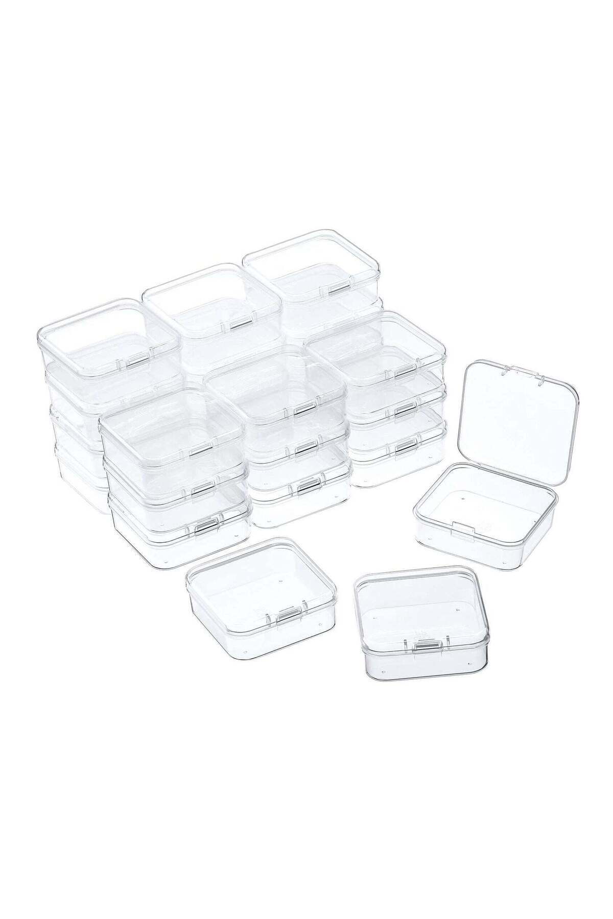 Generic-Excefore Containers Box, Small Clear Plastic Beads Storage Containers Box with Hinged Lid, Storage 1