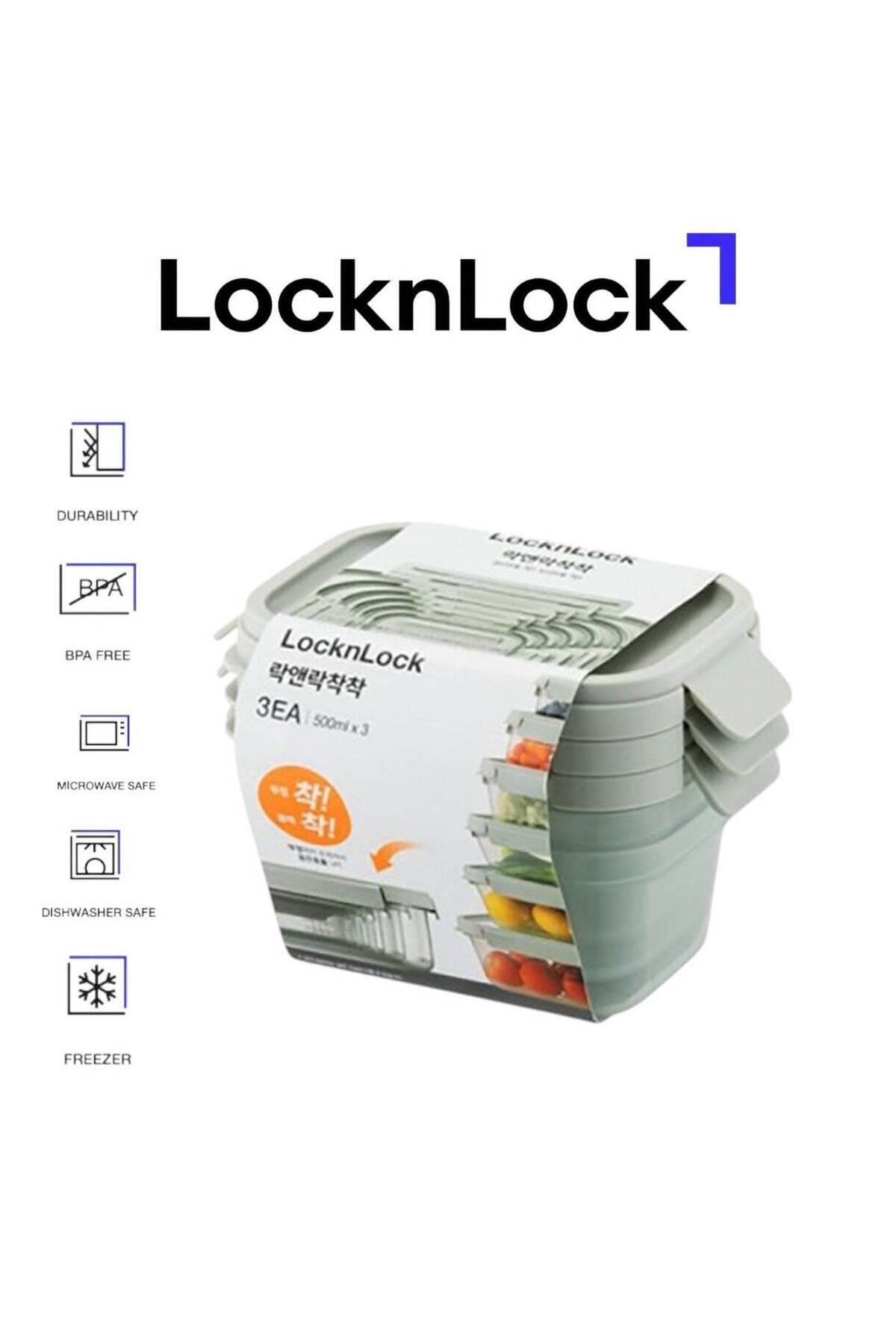 Generic-LOCK & LOCK LocknLock Nestopia Set of 3 Airtight Containers (500ml) - Microwave & Freezer Safe, Mad 1