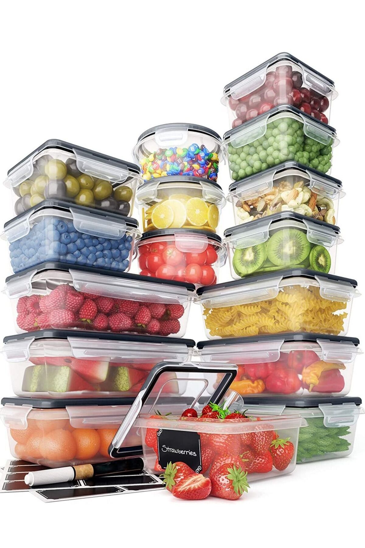 Generic-TYCOM 16 Piece Food Storage Containers Set with Easy Snap Lids 16 Lids +16 Containers- Airtight Pla 1