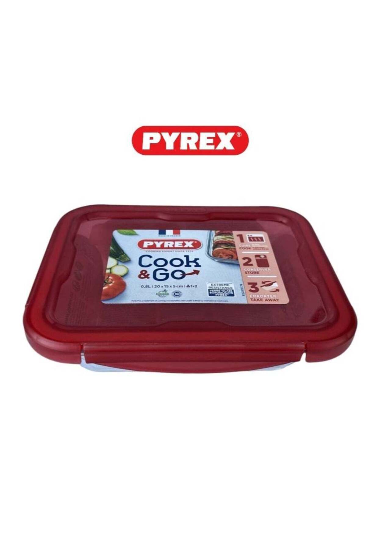 Generic-PYREX Pyrex Cook&Go 0.8L Rectangle Storage Dish with Airtight Lid - Versatile Freezer-to-Oven Solut 1