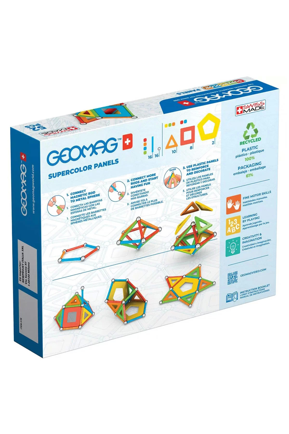 paraply Geomag Supercolor Panels Manyetik Zeka Oyunu 52 Parça Kız Çocuk Erkek Çocuk Oyuncak Eğitici Oyuncakl fotoğrafı 2 (önizleme)