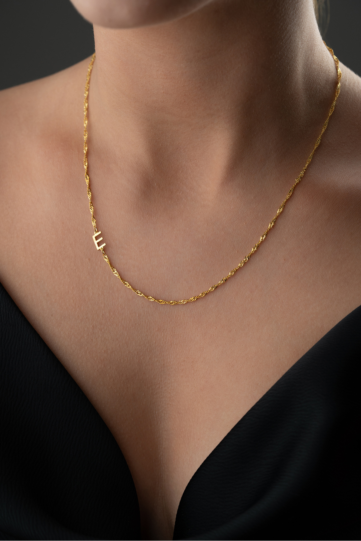Silvano Jewelry 925 Ayar Gümüş Singapur Harf Model Kolye görsel 2