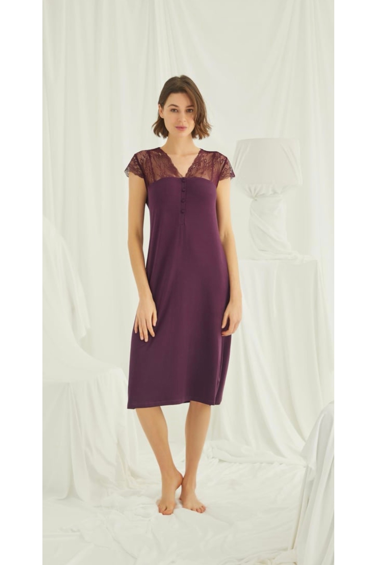 NightLove Monamise Önü Düğmeli Gecelik 18403