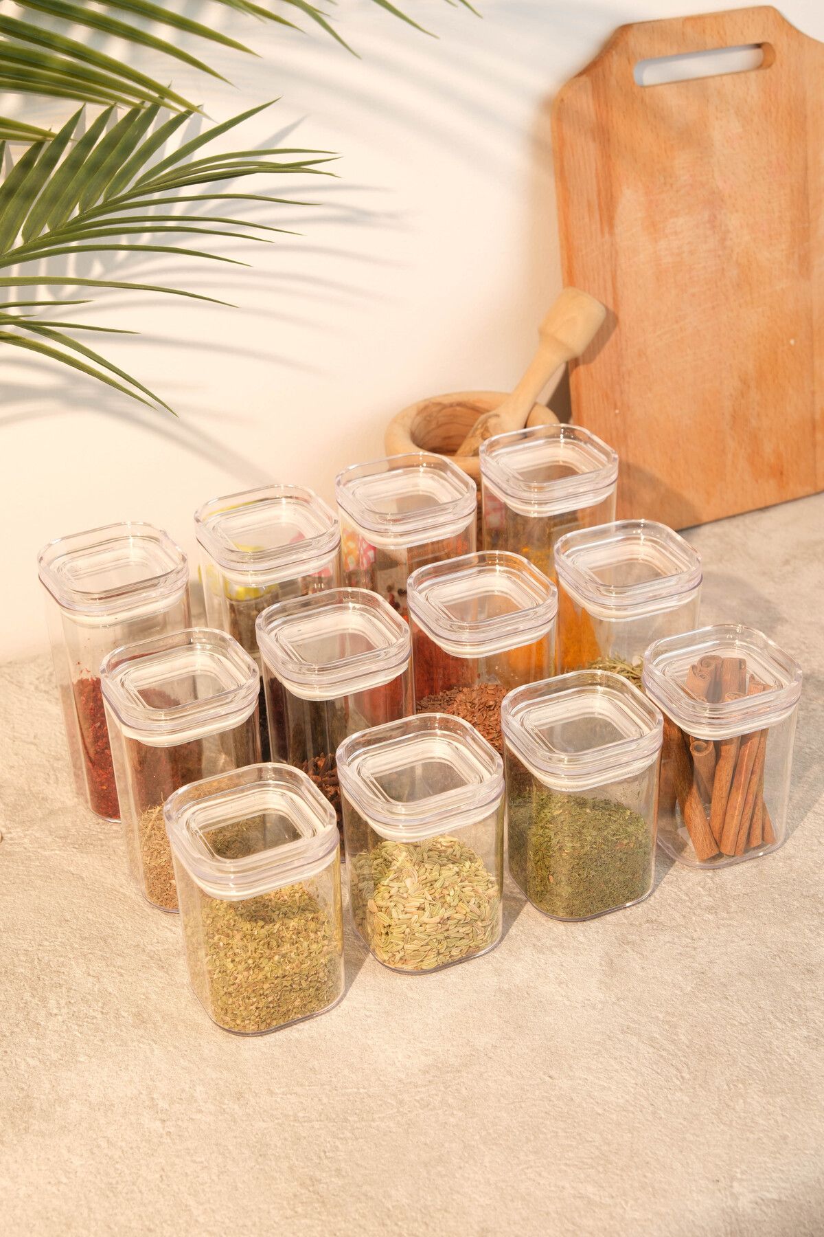 AYEM HOME-Set of 12 Vacuum Covered Spice Jars - 4*200ml, 4*250ml, 4*200ml - Storage Container with Label Gift 4