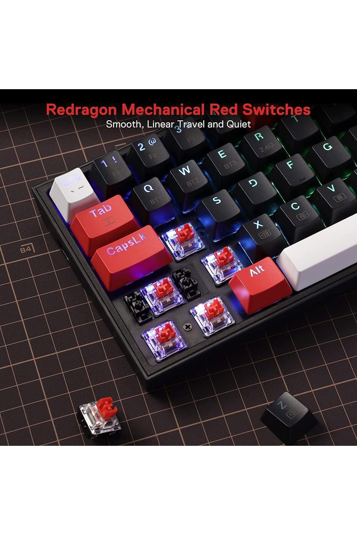 erorex-K631 Pro 65% 3 Mode Wireless Rgb Gaming Keyboard 68 Keys Hot Swappable Compact Mechanical Keyboard 7