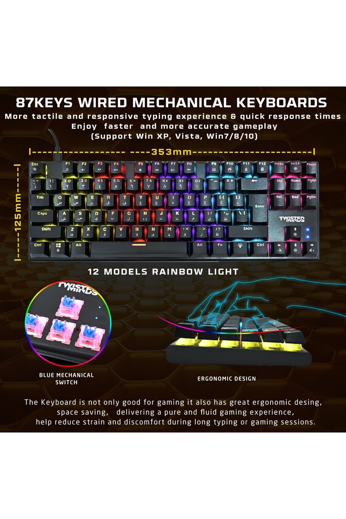 erorex-4 1 Gaming Bundle – Tm Fusion X 87 Key Wired Mechanical Keyboard 4 Level Dpi Adjustable Mouse 3