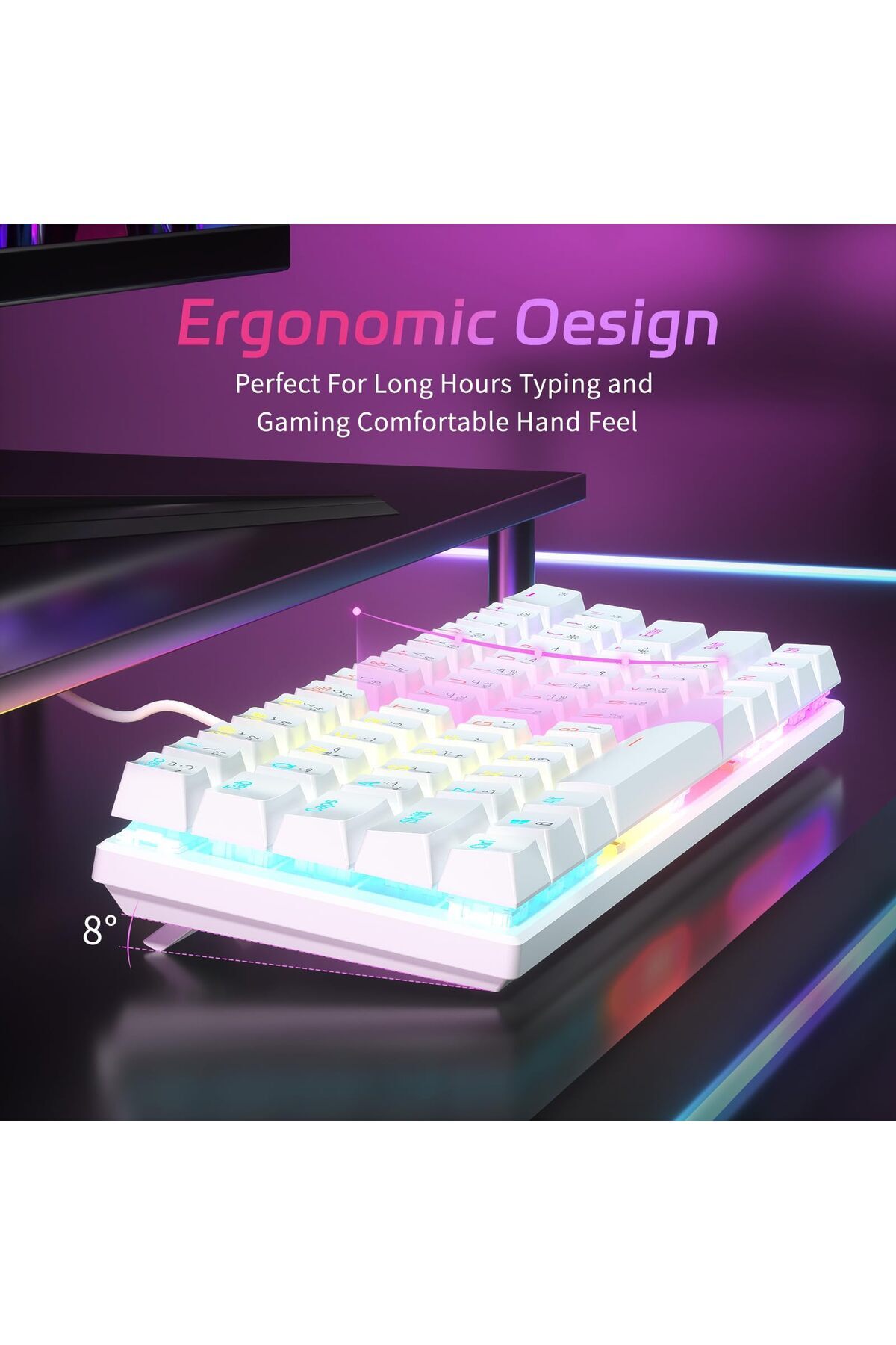 erorex-61 Key Mechanical Keyboard Red Axis Hybrid Light Compact Mini Wired Keyboard Supports English 7