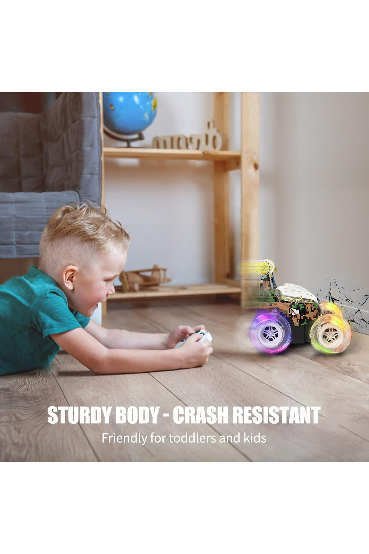 OEM-Lightweight remote-controlled stunt car for children, with 360° rotation and light-up wheels 5