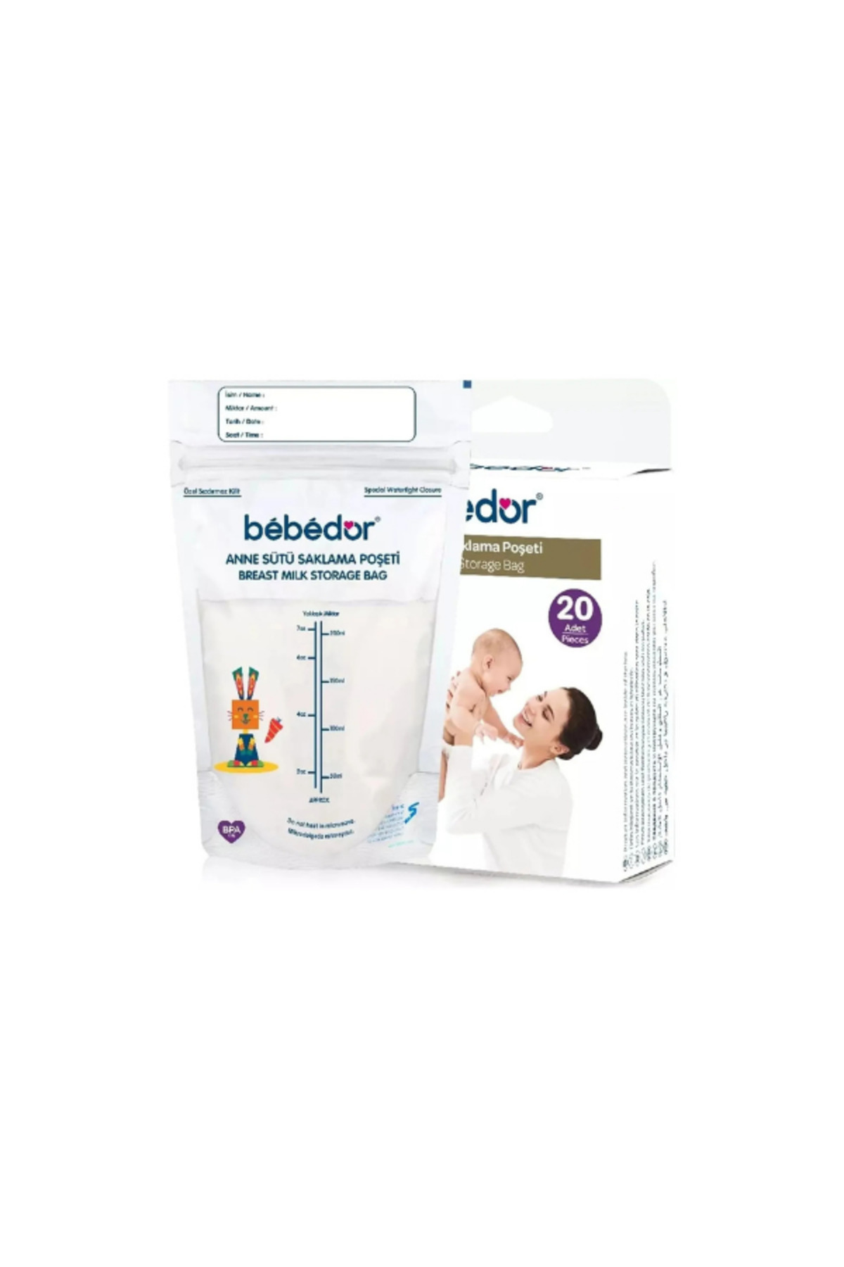 Bebedor Anne Sütü Saklama Poşeti 200 ml 20li