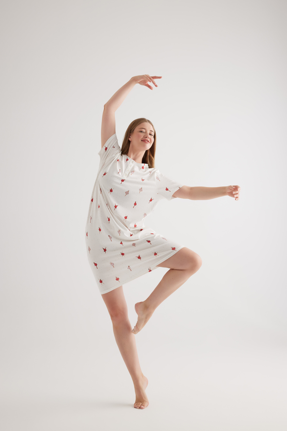 Hays Kadın Plus Size Pamuklu Patlı Kısa Kollu Gecelik