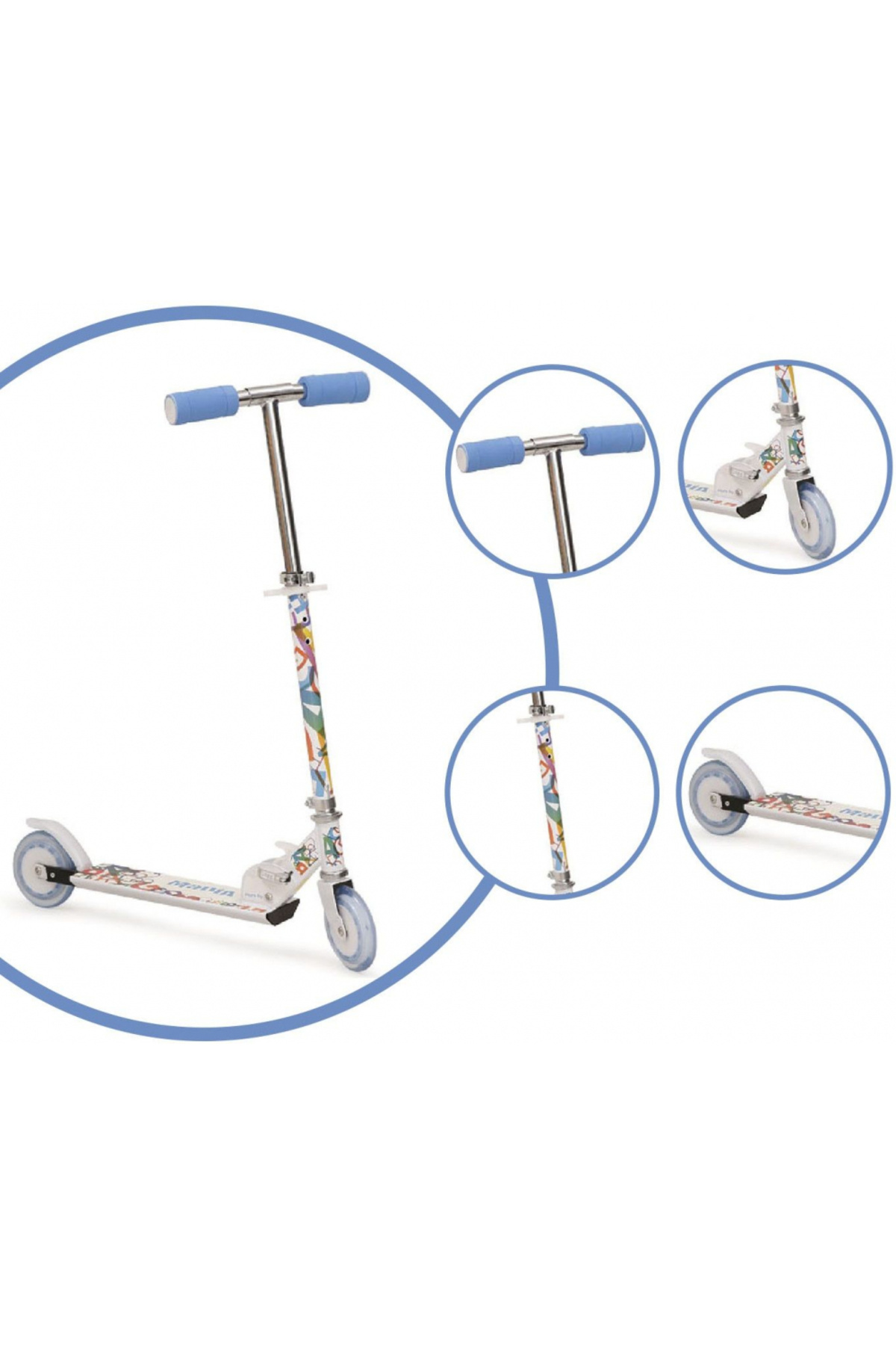 Moni-Foldable scooter with non-slip base, adjustable handlebar height 60-82 cm and PU wheels, from 3 years and up 3