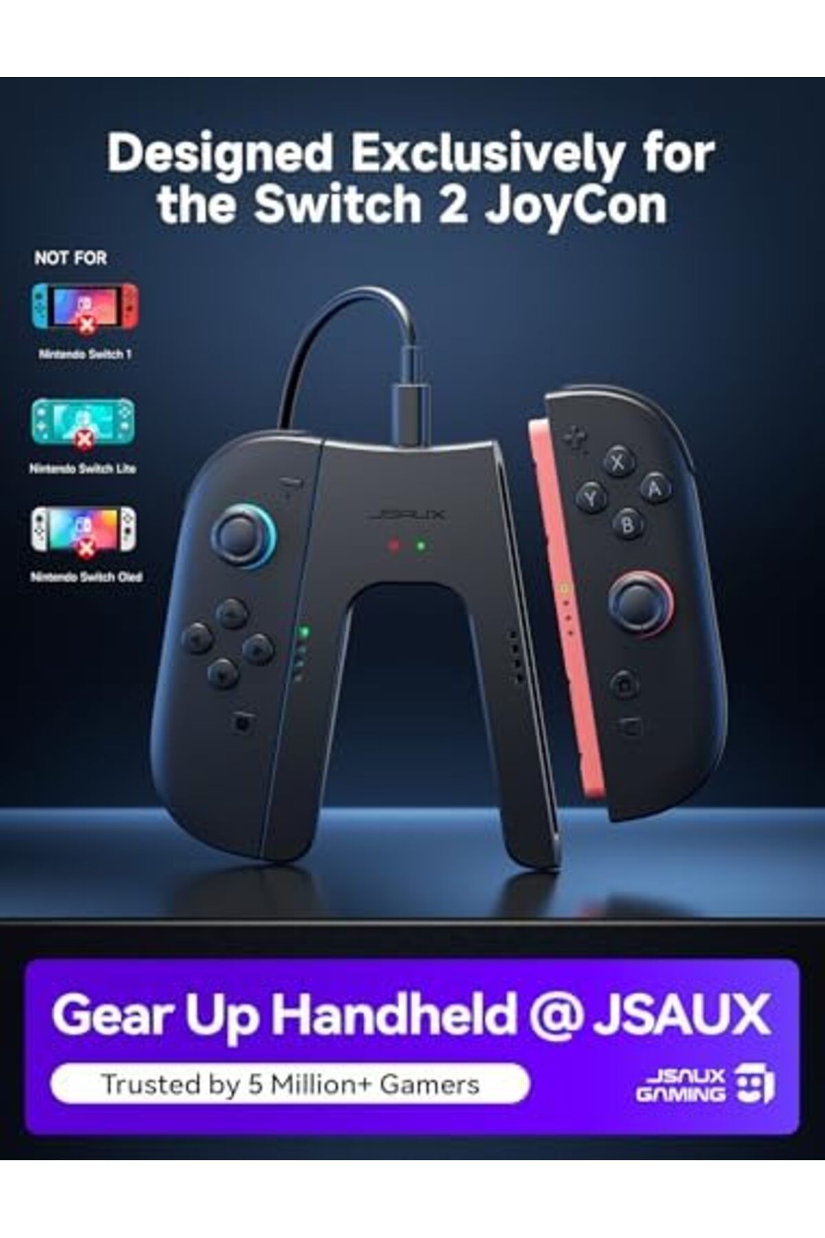 jsaux-Switch 2 Charging Grip for Nintendo Switch 2, Magnetic Grip Controller Compatible with Switch 4