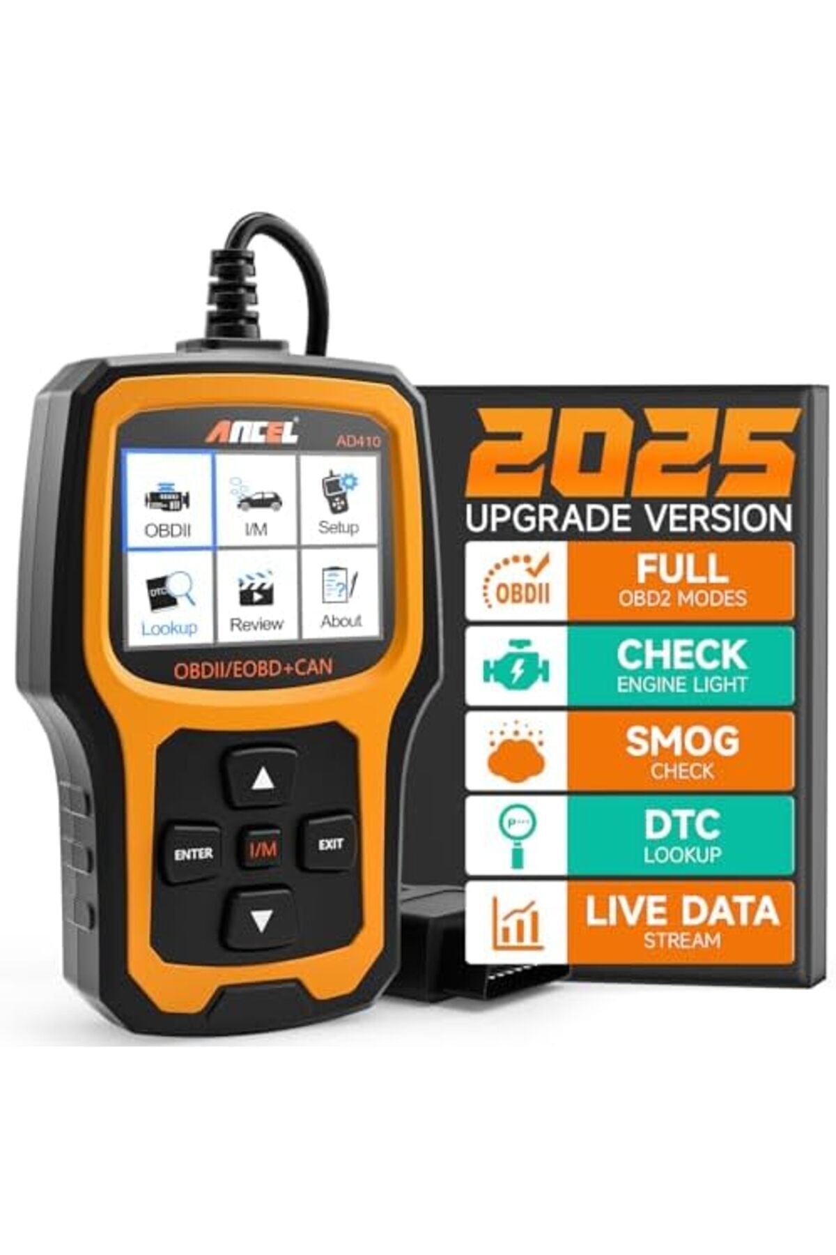 ANCEL-AD410 Enhanced OBD2 Scanner, Car Code Reader Clear Engine Light Instantly, Automotive OBD II S 2