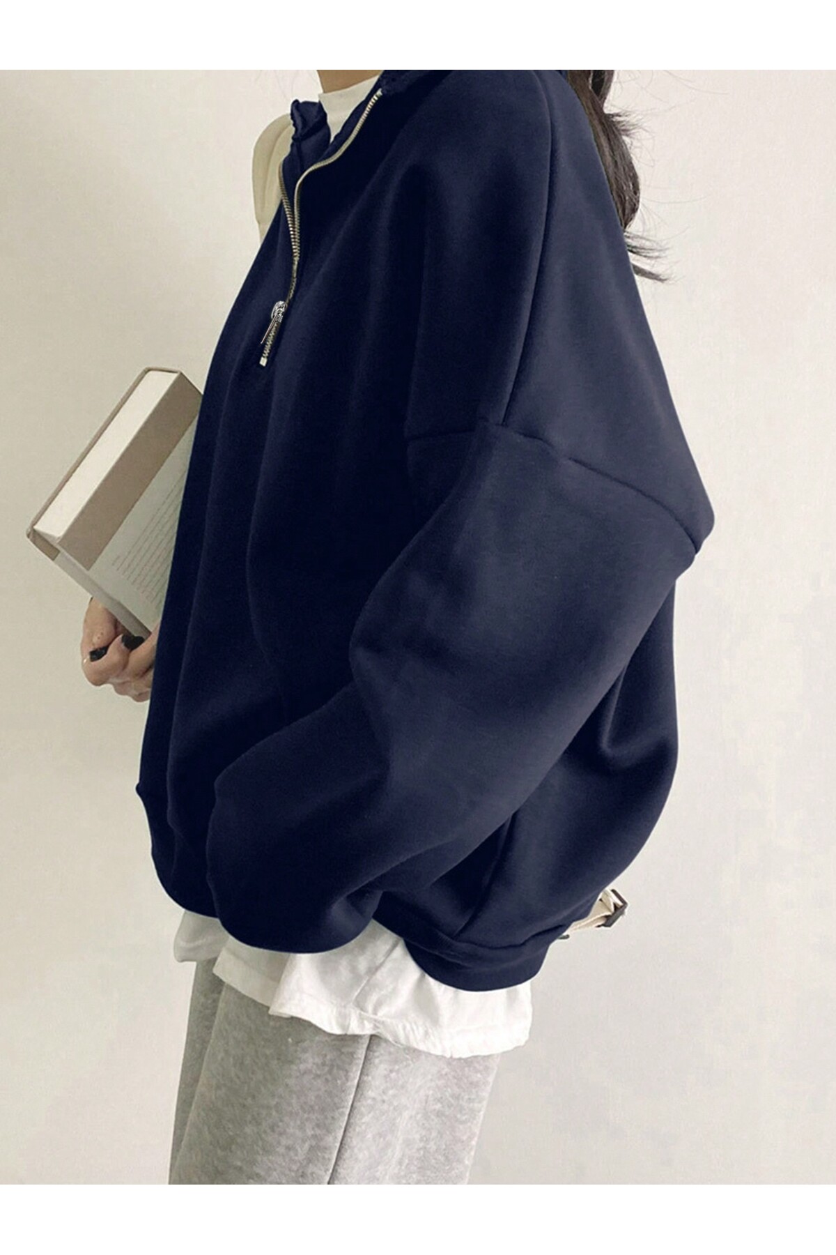 DAXİS Sportwear Company  Unisex Dik Yaka Yarım Fermuarlı Sweatshirt - Görsel 2