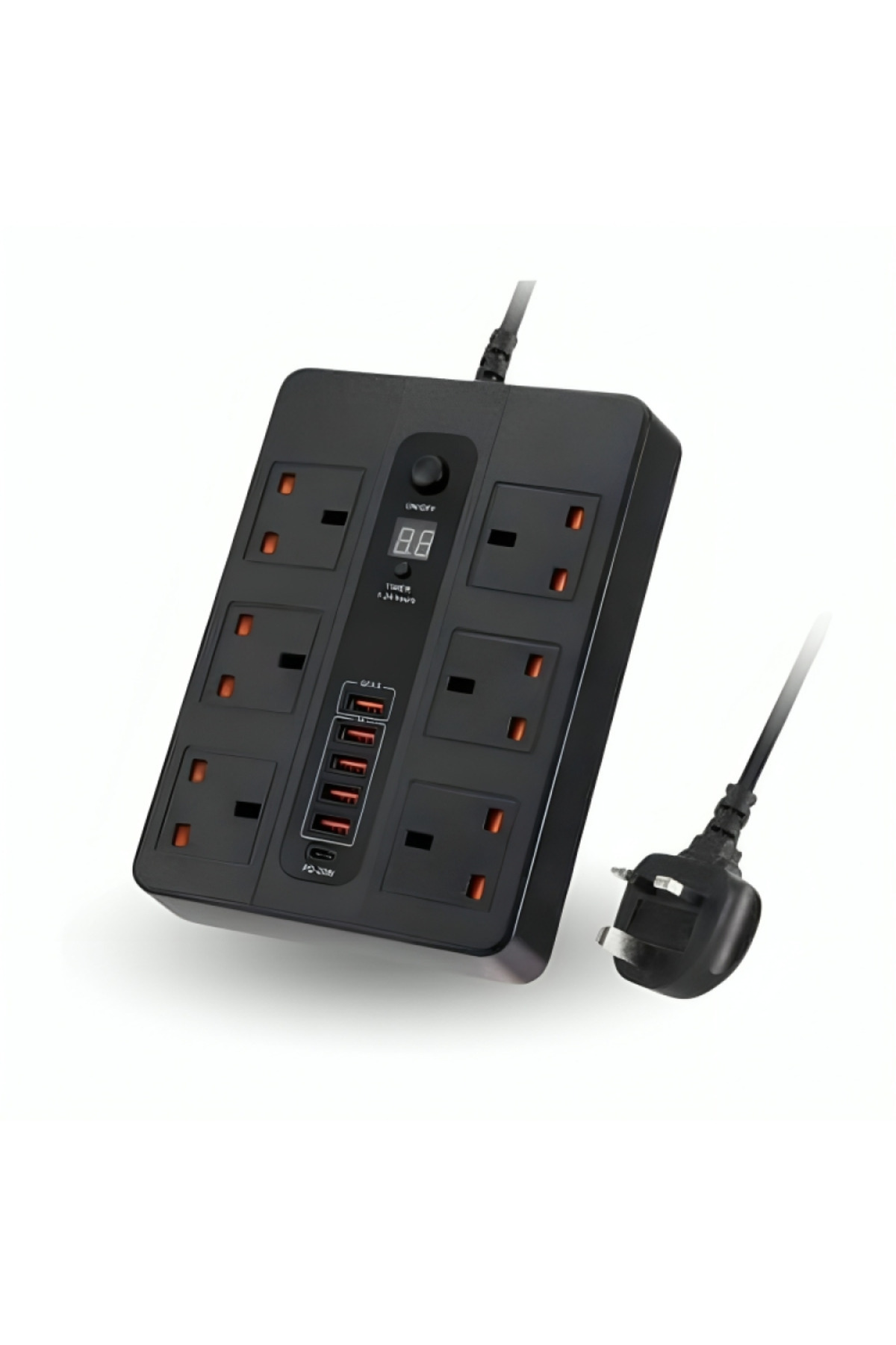 NOxON-3m Power Strip with 4 USB Ports and 1 USB-C PD-18W Port plus 6 AC Sockets with Smart Timer Feature 1