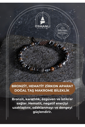 OSMANLI DOĞAL TAŞ Sertifikalı Bronzit, Hematit Zirkon Aparat Doğal Taş Makrom...