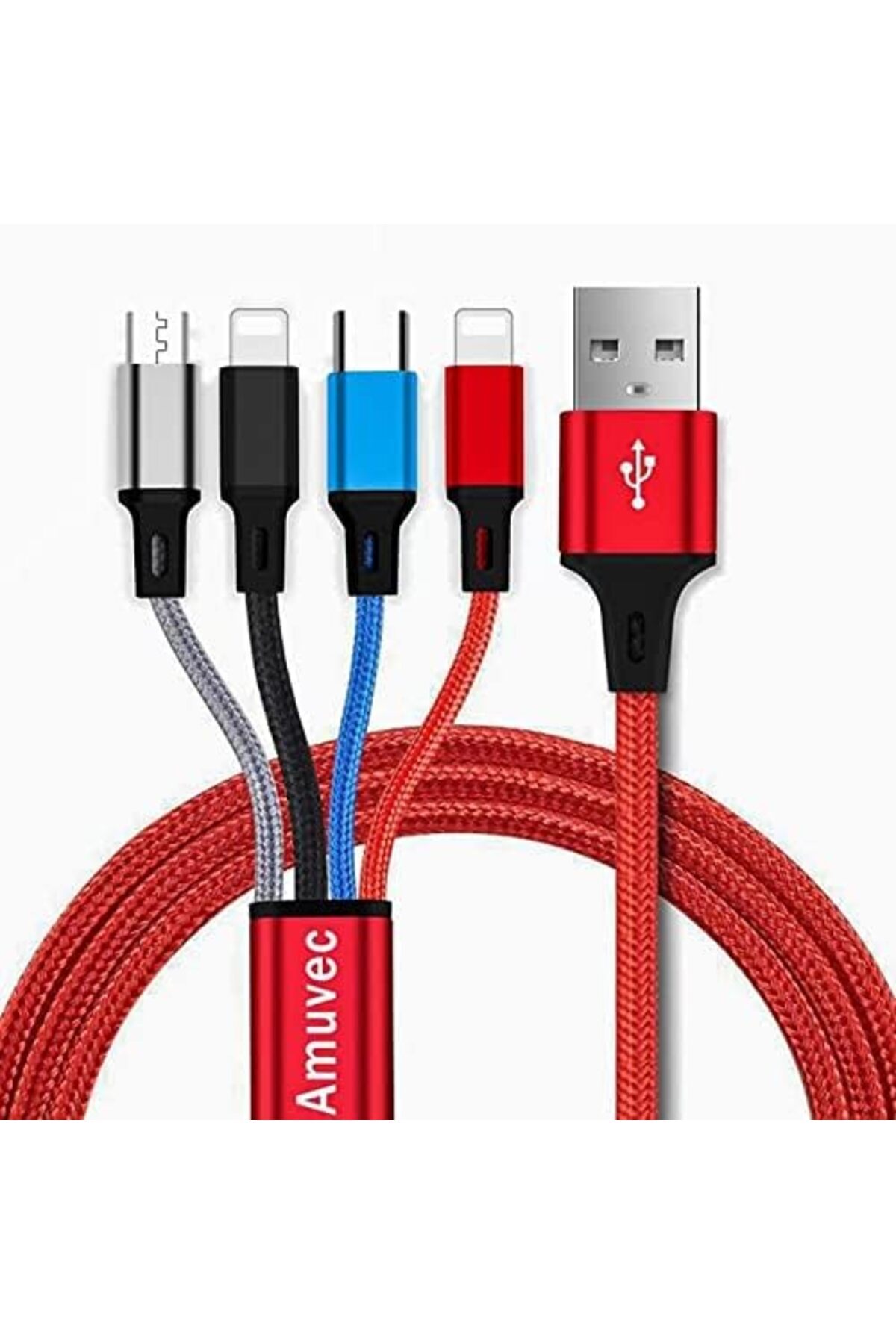 Generic-Multi Charging Cable, Amuvec [1.2M 3A] 4 in 1 Nylon Braided USB Fast Charger Cord with 2 Lightning/M 2
