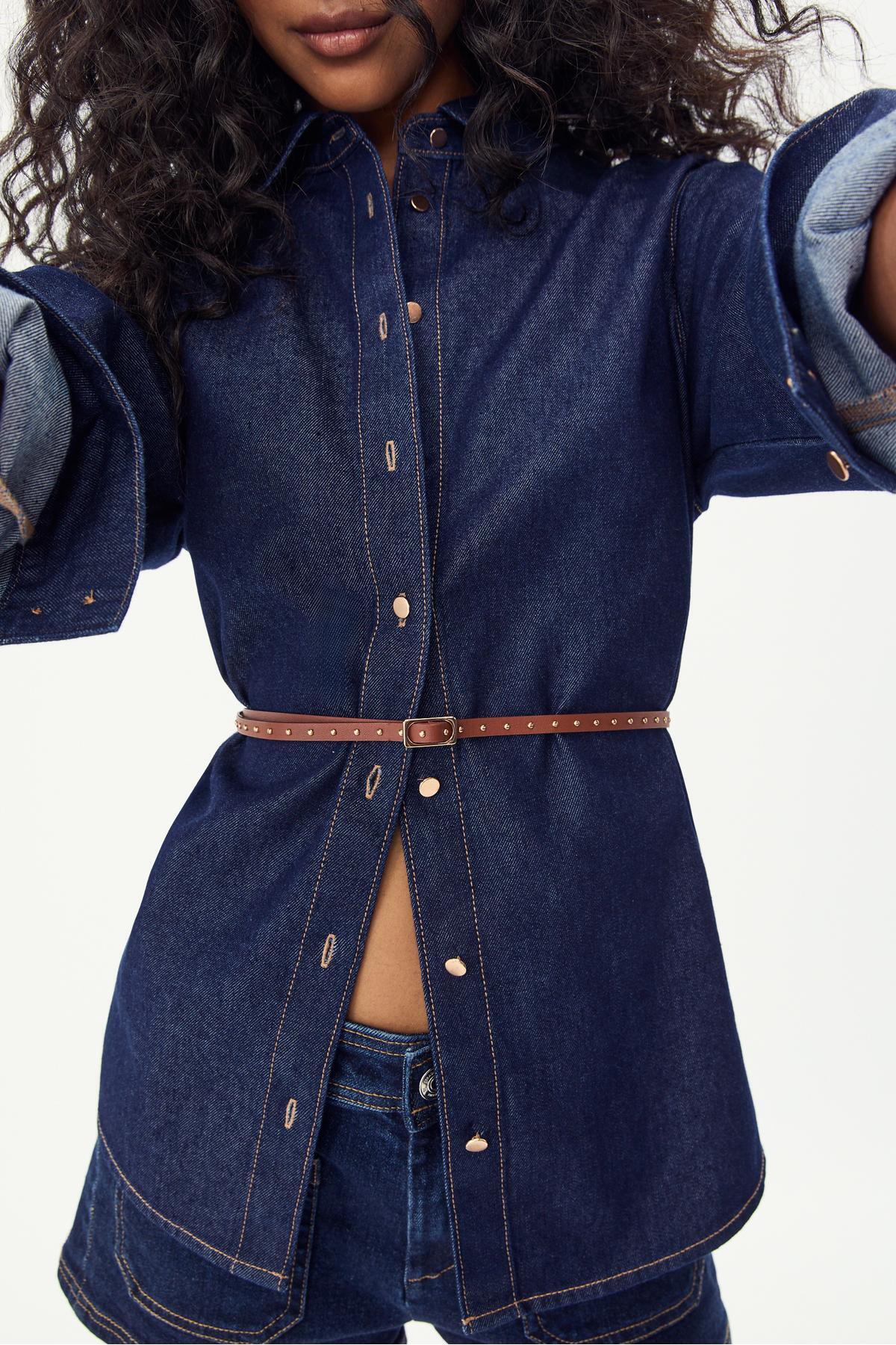 Stradivarius Kemerli Denim Gömlek