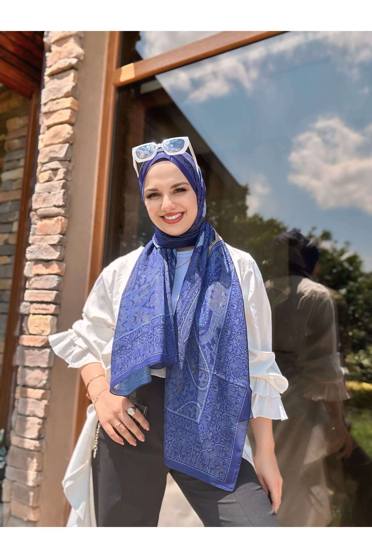 MODA-Vela Pattern Soft Shawl - Morcivert 1