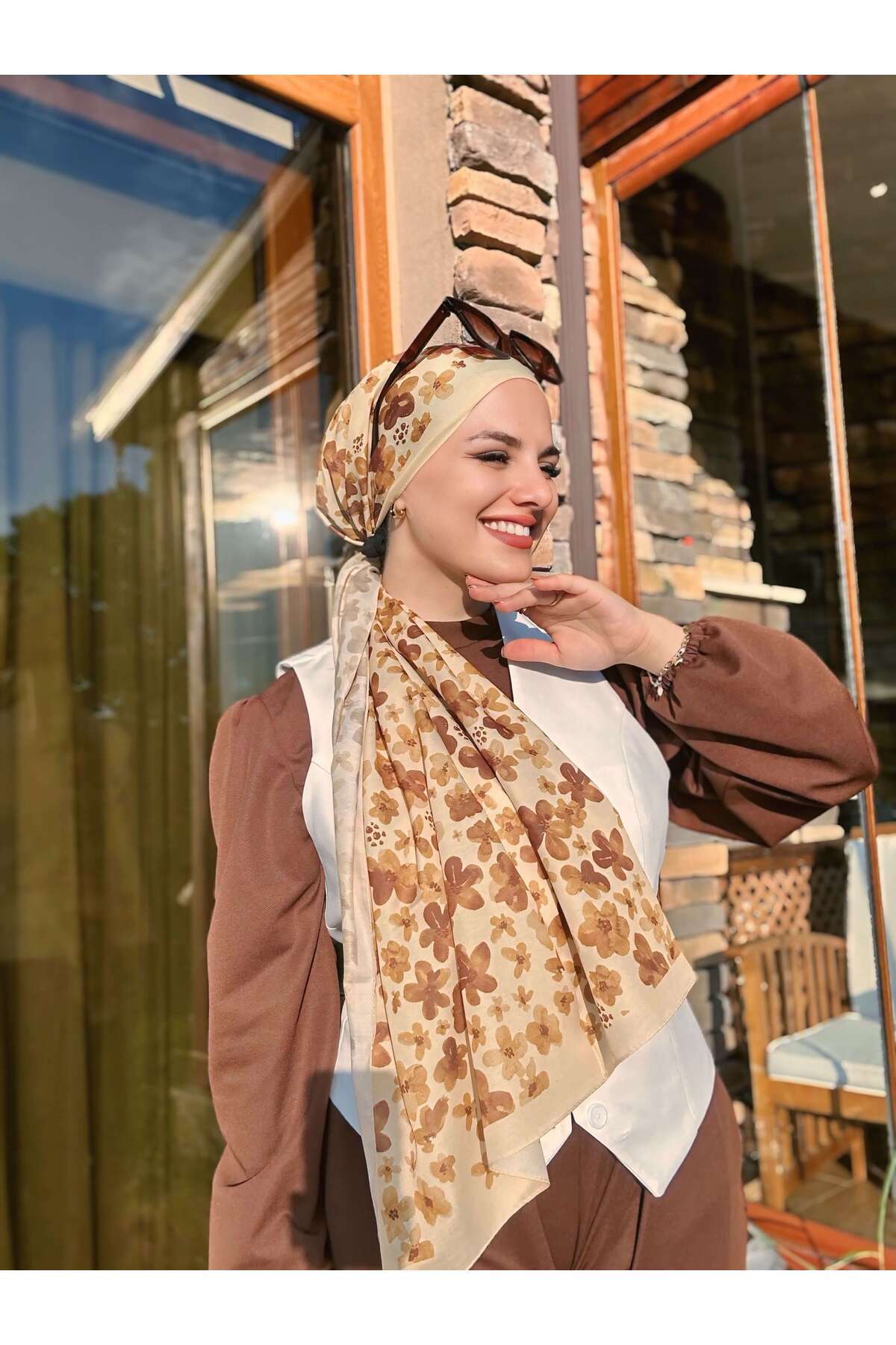 MODA-Blom Pattern Soft Shawl - Butter Yellow 2