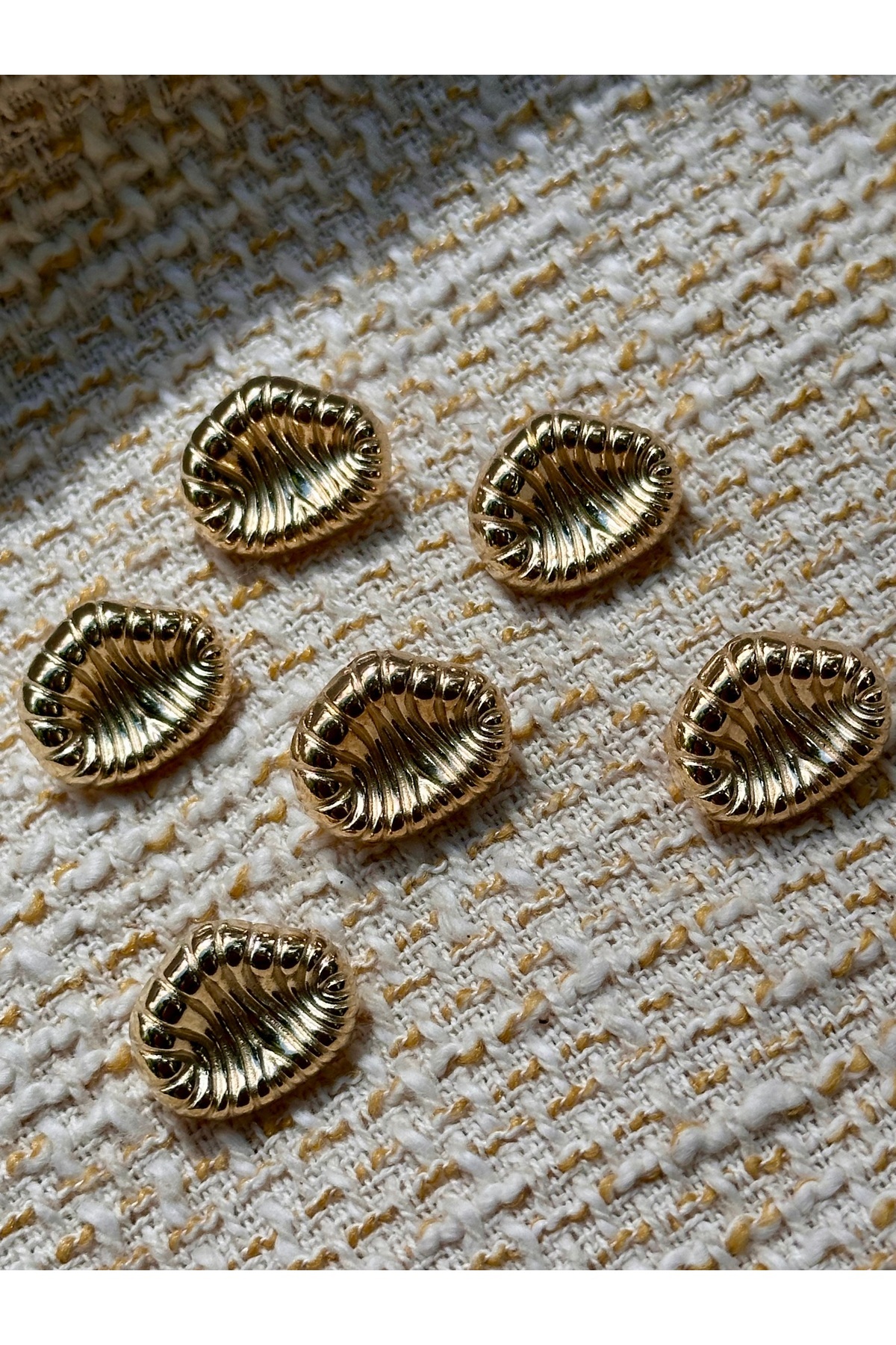 ODDA TASARIM ATÖLYESİ-Gold Color New Season 1.8 cm Button Set on the Print Model with Hollowing 1