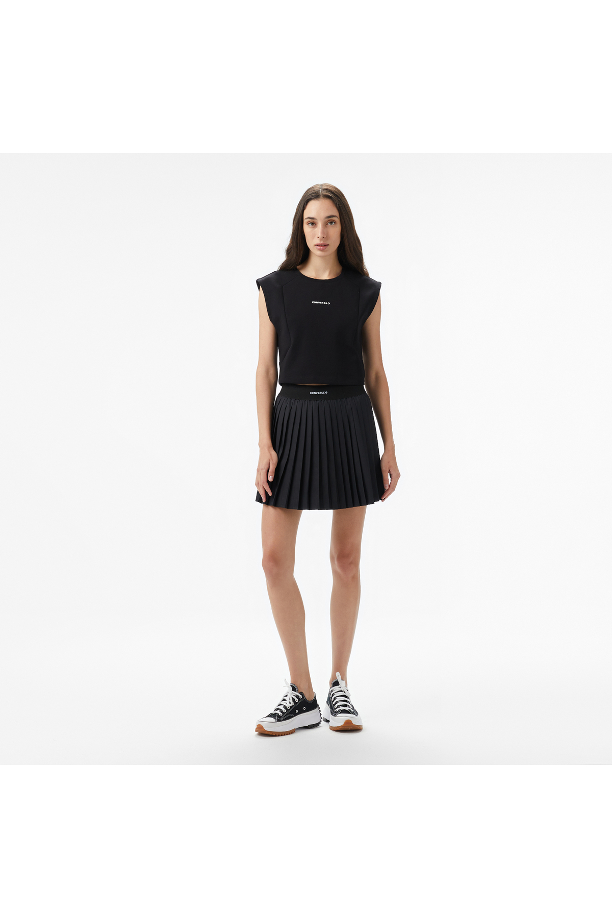 Converse Star Chevron Baskılı Kadın Siyah T-Shirt görsel 3