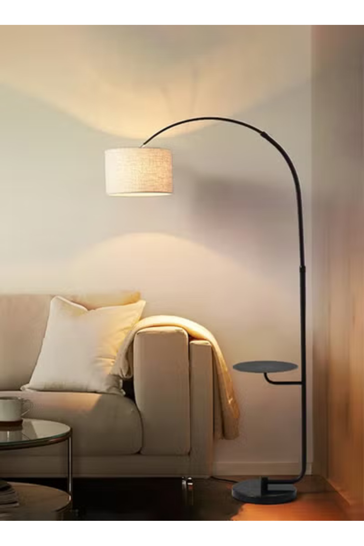 Taimi-Dimmable Vertical Floor Lamp With Warm Light Pure Marble Base with Coffee Table Tray 4