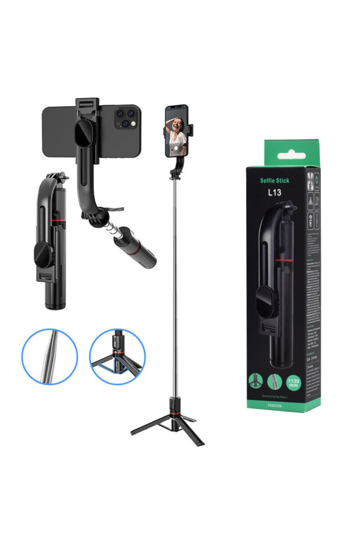 Techsuit-Selfie Stick Tripod Stable with Wireless Remote L13, 113 cm 1