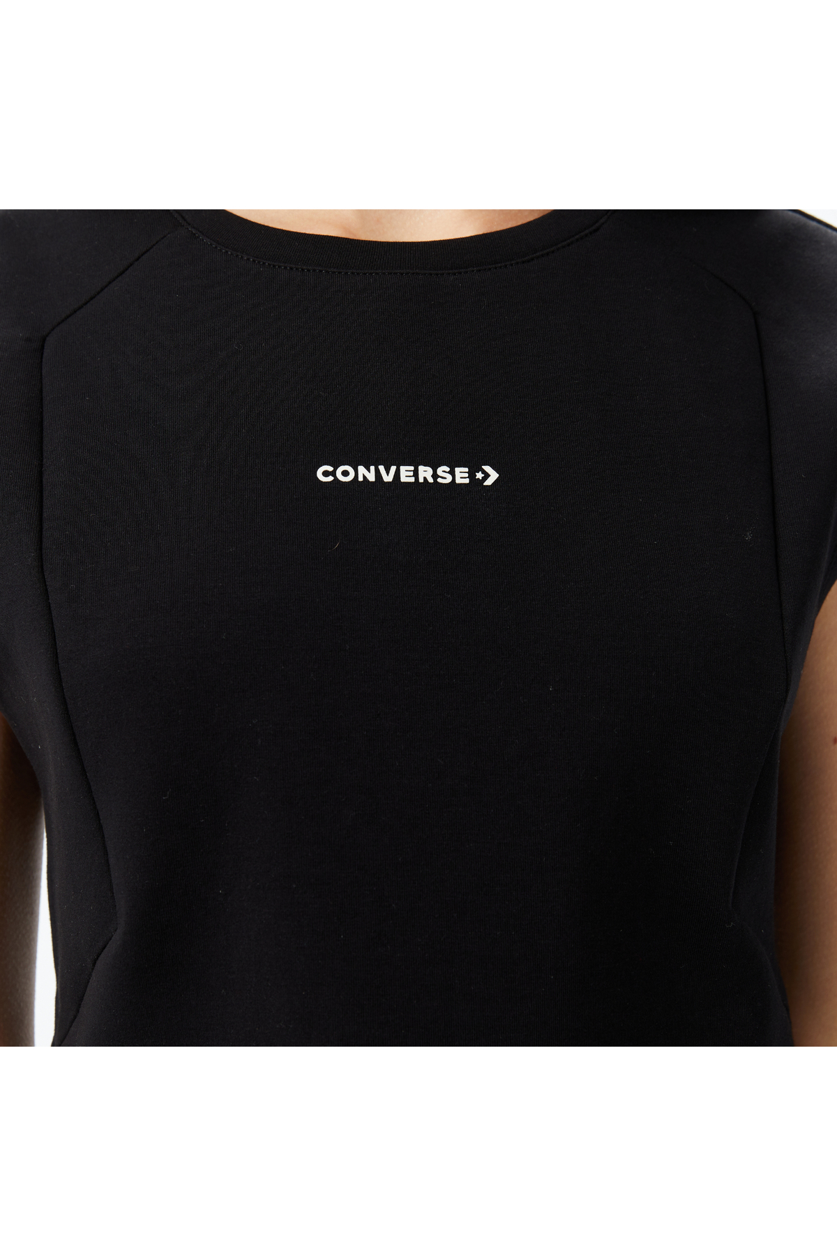 Converse Star Chevron Baskılı Kadın Siyah T-Shirt görsel 5