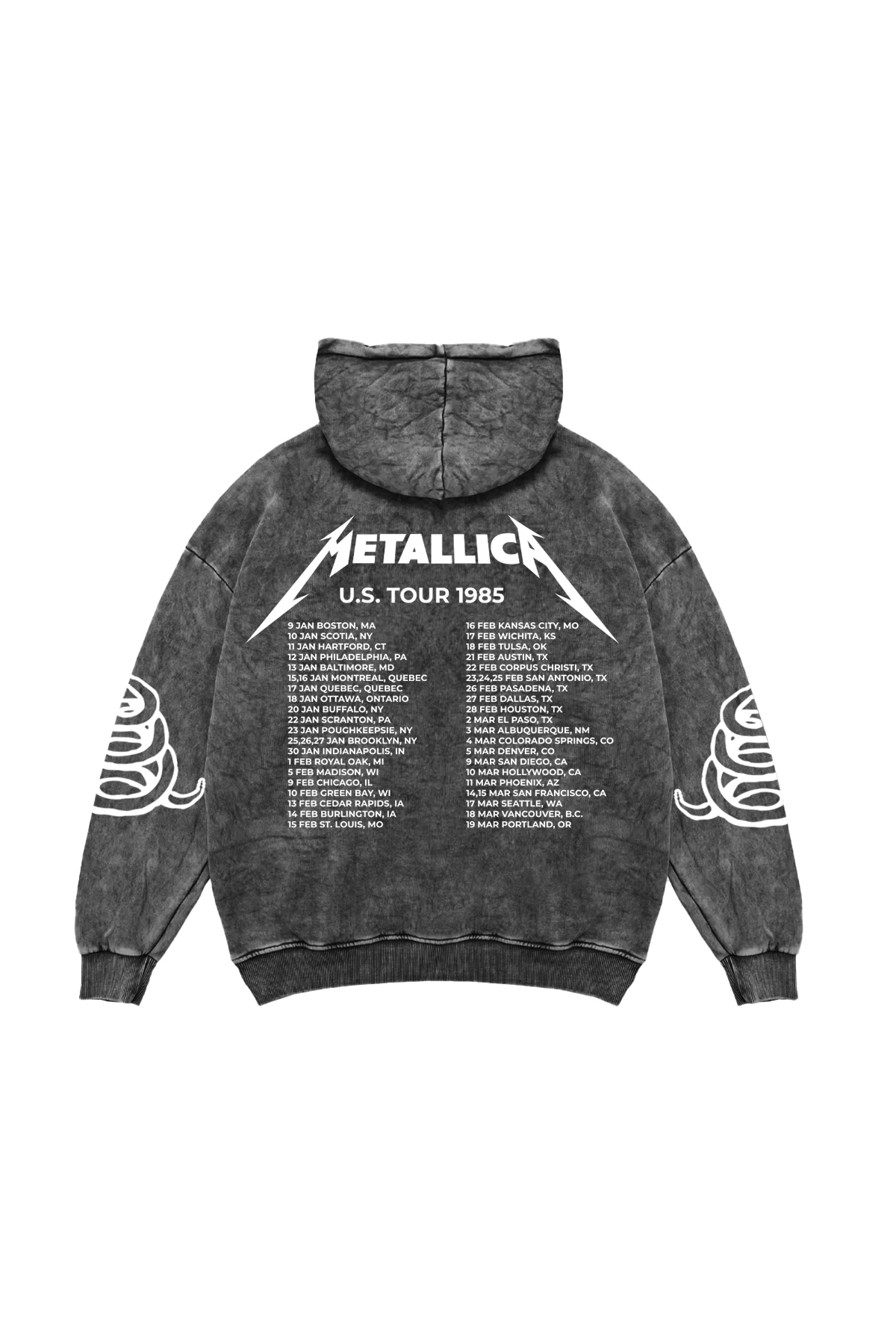 Bak Moda Metallica Tour 1985 Printed Oversize Unisex Washable Black Hoodie