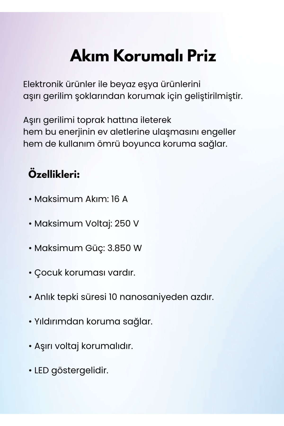 Quick&Shine Aşırı Gerilim Koruyucu - Akım Korumalı Priz