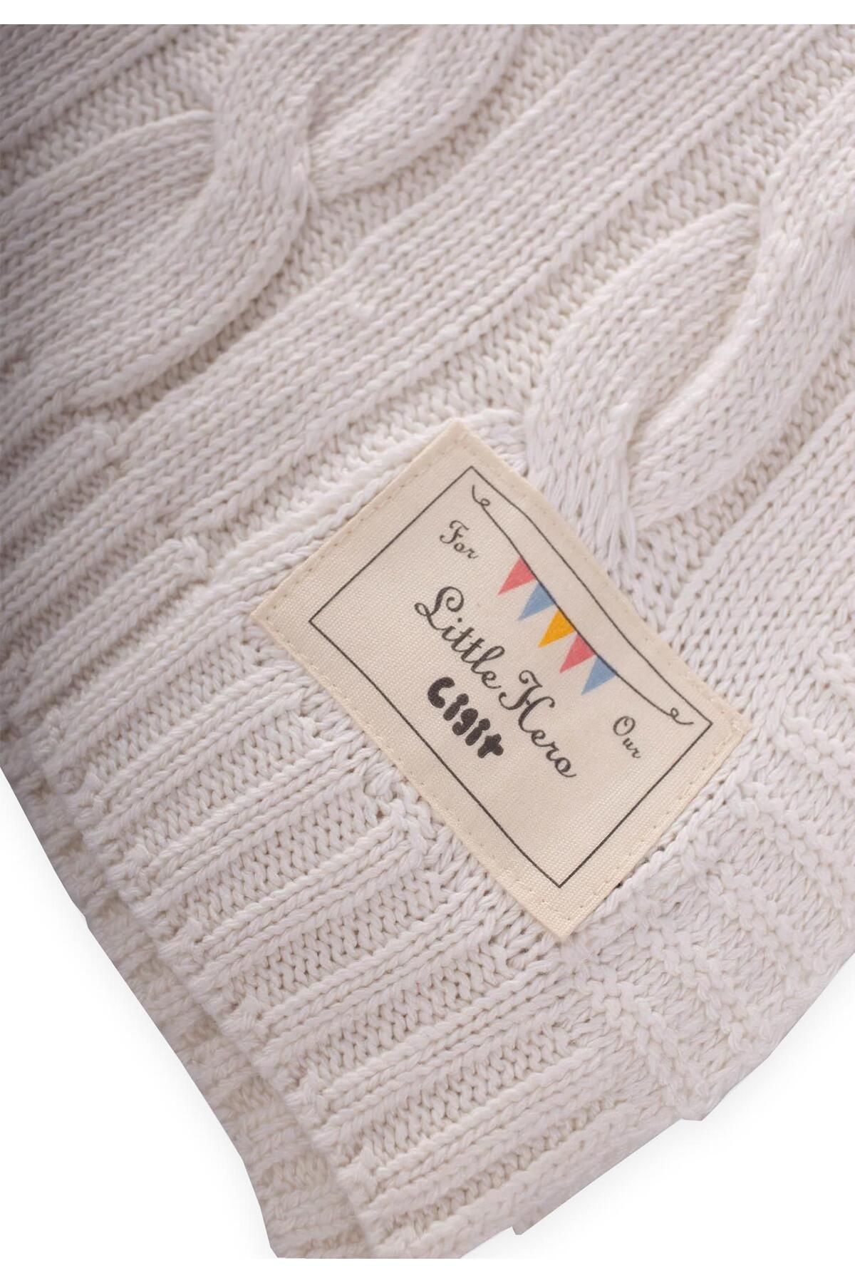 Cigit Saç Örgü Triko Battaniye 80X100 Cm (+/-5 Cm) Naturel fotoğrafı 4 (önizleme)
