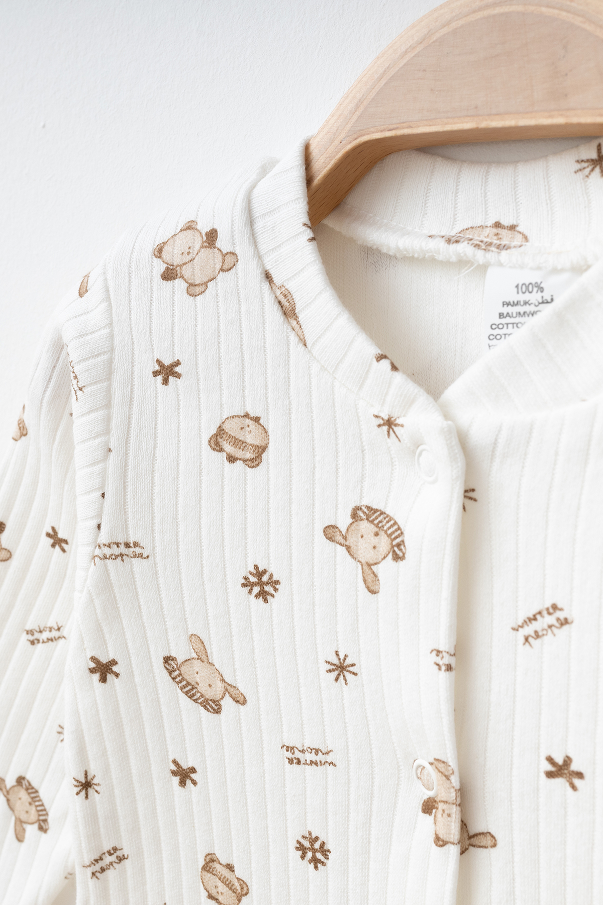 yukobaby bebeğiniz için en doğalı BEBEK WİNTER BEAR BEYAZ 3-6-9 AY PAMUKLU MANŞETŞİZ TULUM YENİDOĞAN HASTANE ÇIKIŞI BEBEK KIYAFETİ fotoğrafı 2 (önizleme)