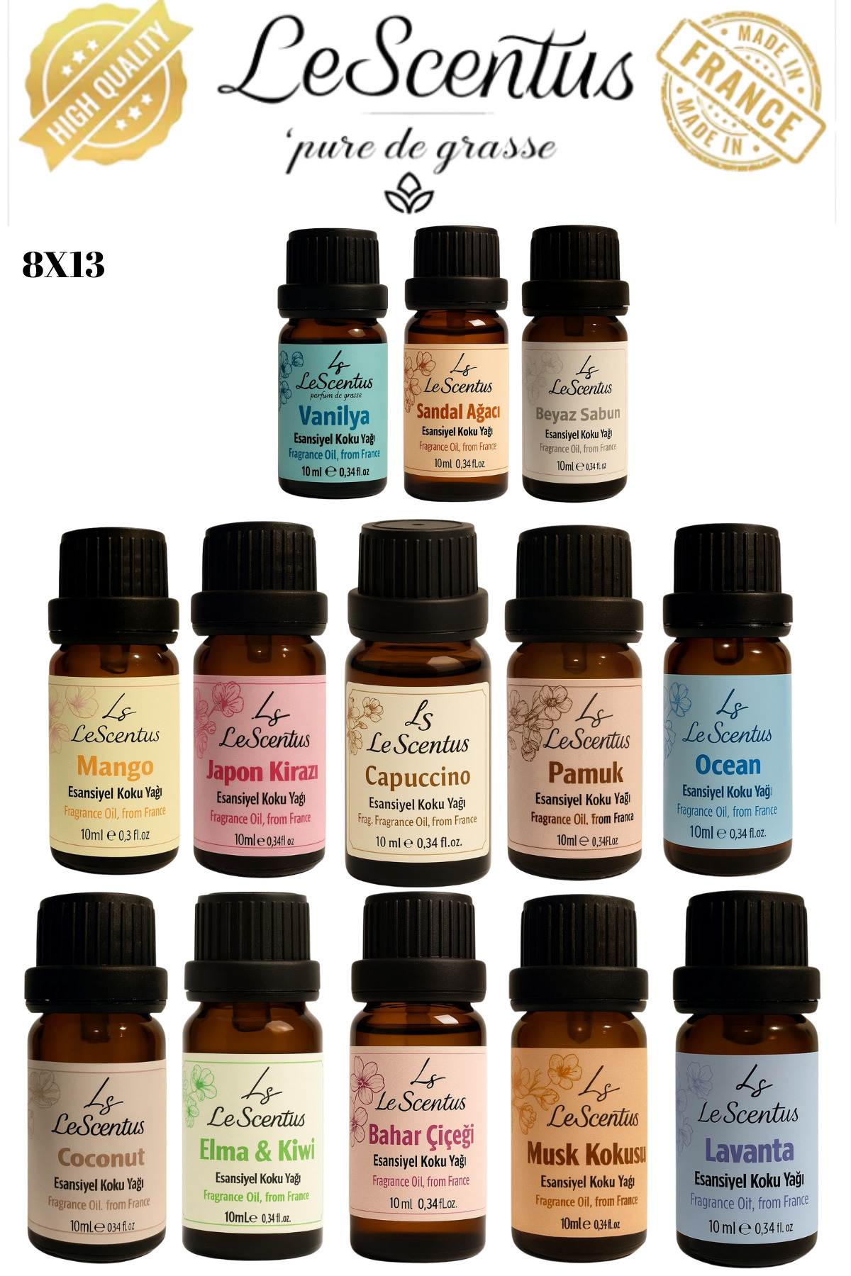 lescentus Favori Set 13'lü Esansiyel Uçucu Koku Yağı Buhurdanlık Yağı Difüzör Esansı Oda Ortam Kokusu 13X10ml