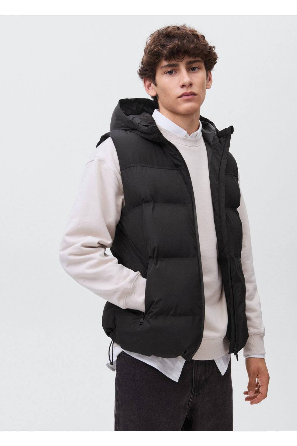 مانگو تین جلیقه لحافی کلاه دار