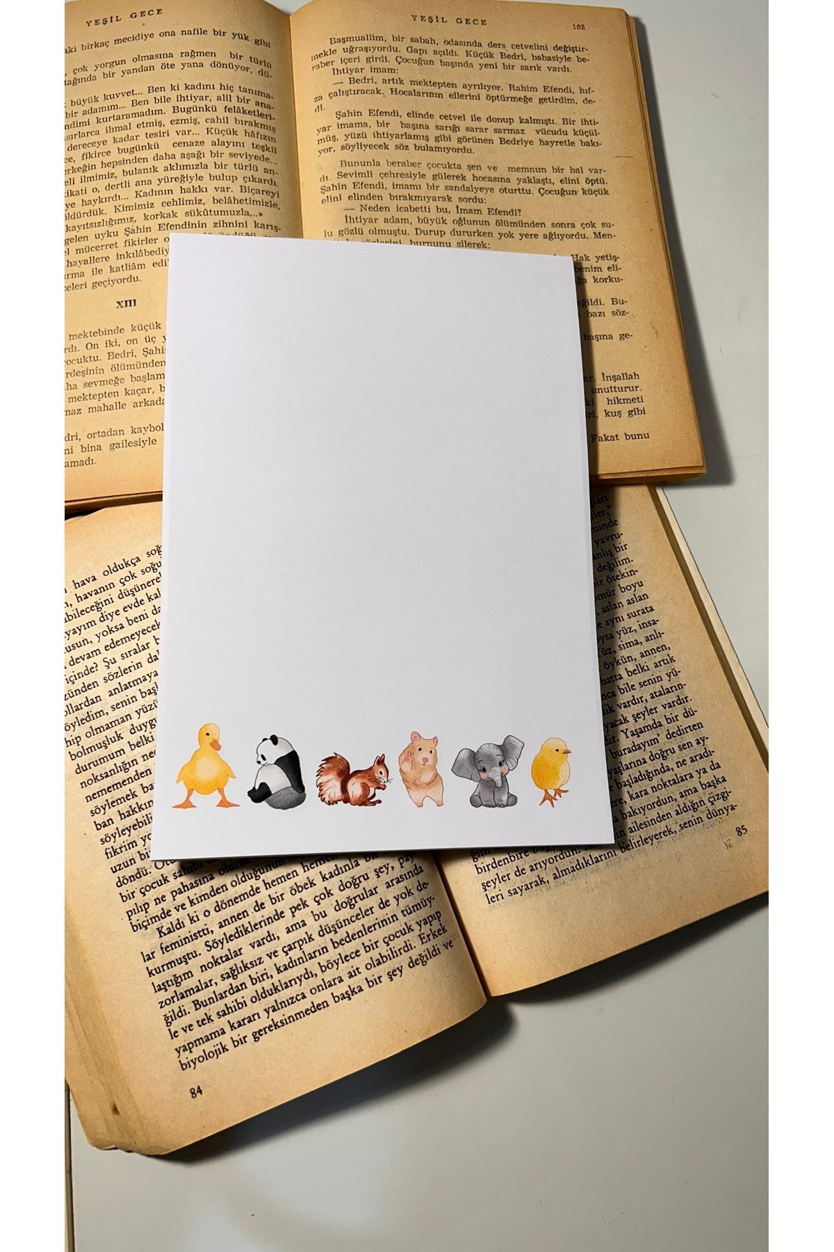 Handeto Kraft-Cute Animals Notepad Check Pull Notebook, Glue Notepad, A5 Notebook, Unlined Notebook Notepad 4
