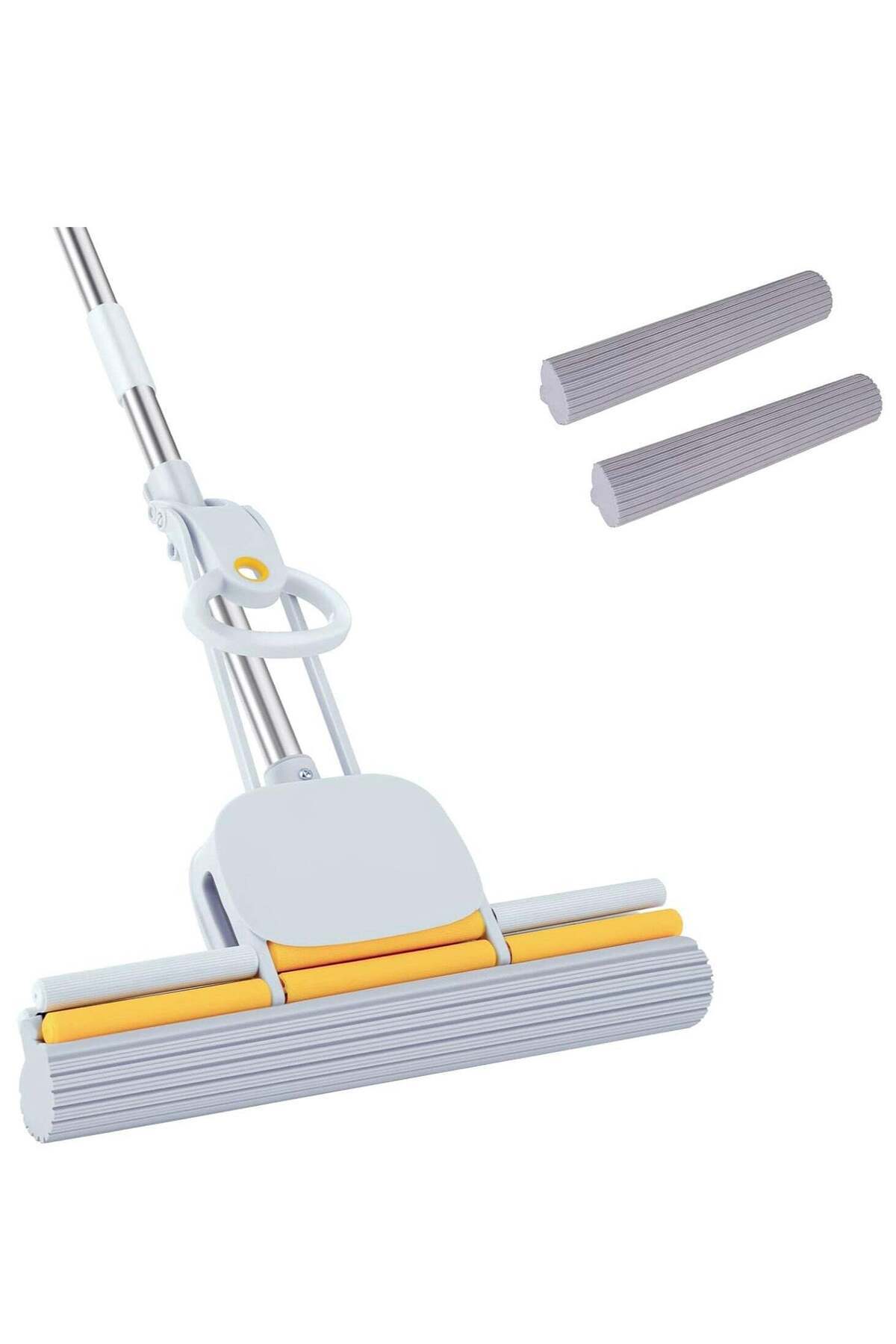 Generic-KASTWAVE Sponge Mops 49" Long Handle 15" Head with 2 Pads, Self-Squeeze Sponge Mops, Strong Absorbe 1