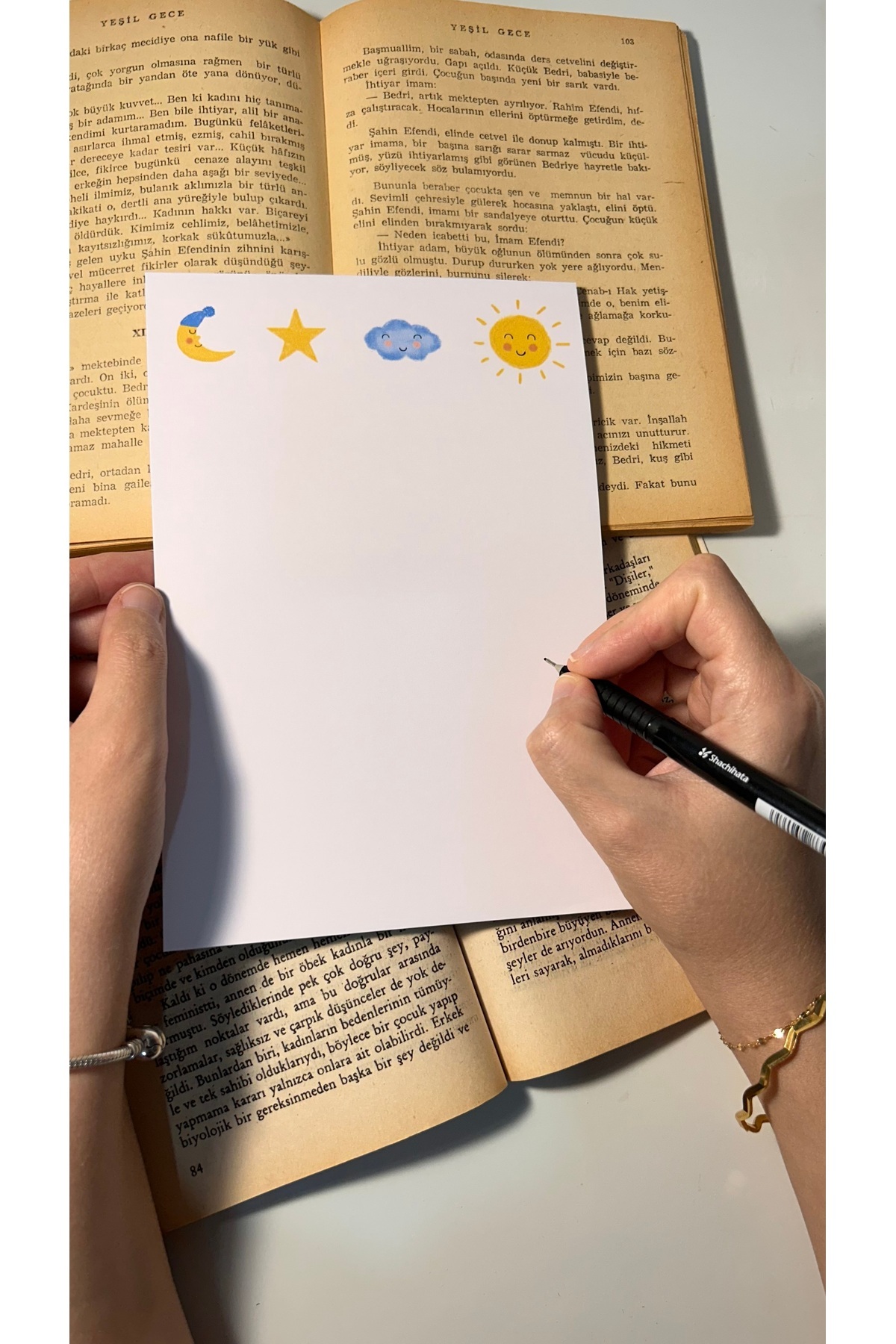 Handeto Kraft-دفتر ملاحظات الشمس والسحاب، دفتر ملاحظات لاصق، دفتر ملاحظات A5، دفتر ملاحظات بدون خطوط 2