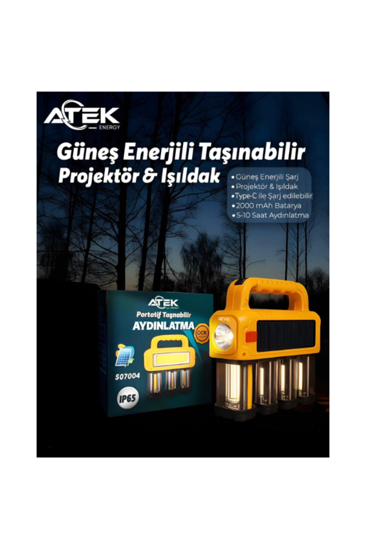 STOREMAX Güneş Enerjili Taşınabilir Projektör Işıldak