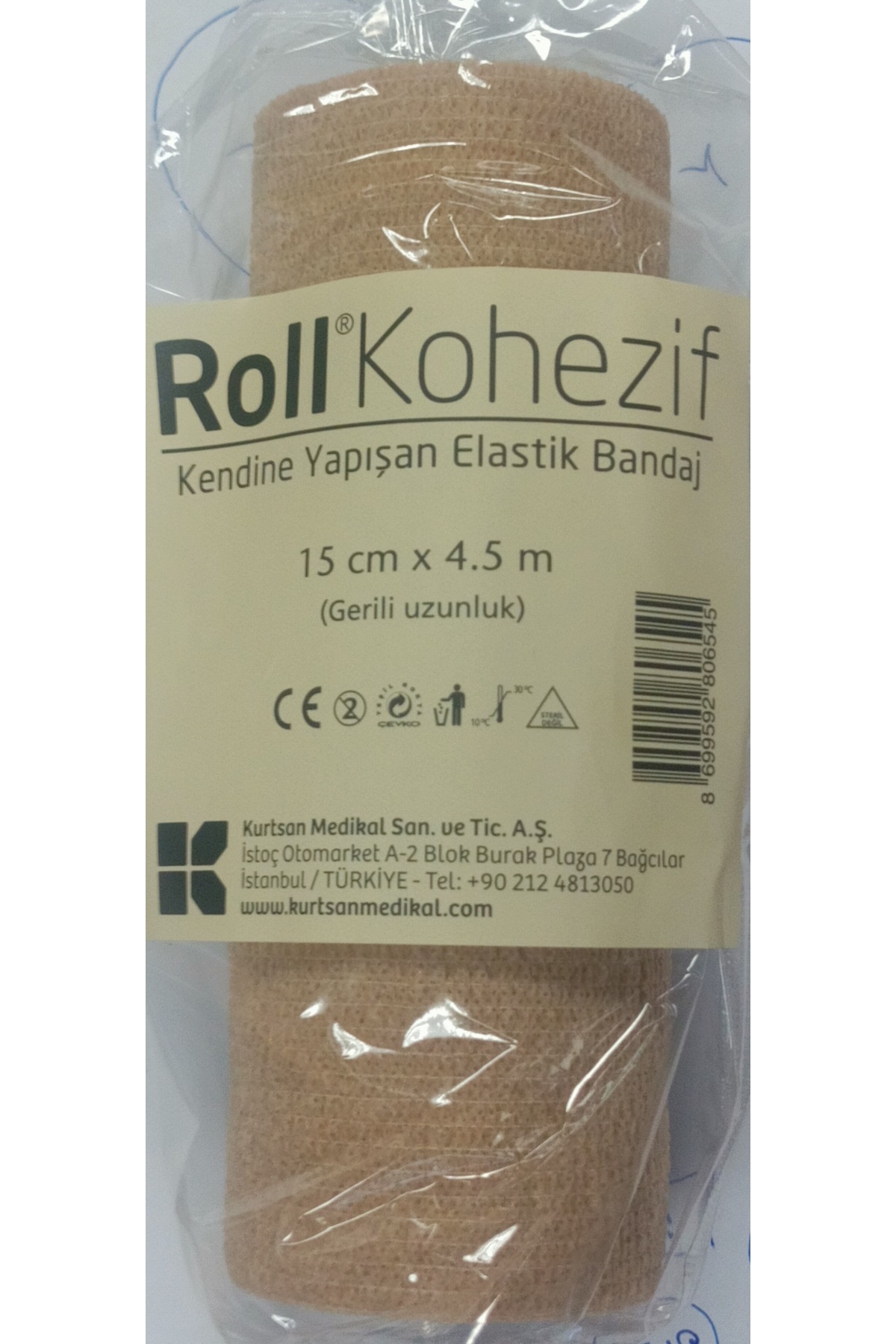 Roll 15x4.5 Metre KENDİNE YAPIŞAN ELASTİK BANDAJ ( 5 ADET )