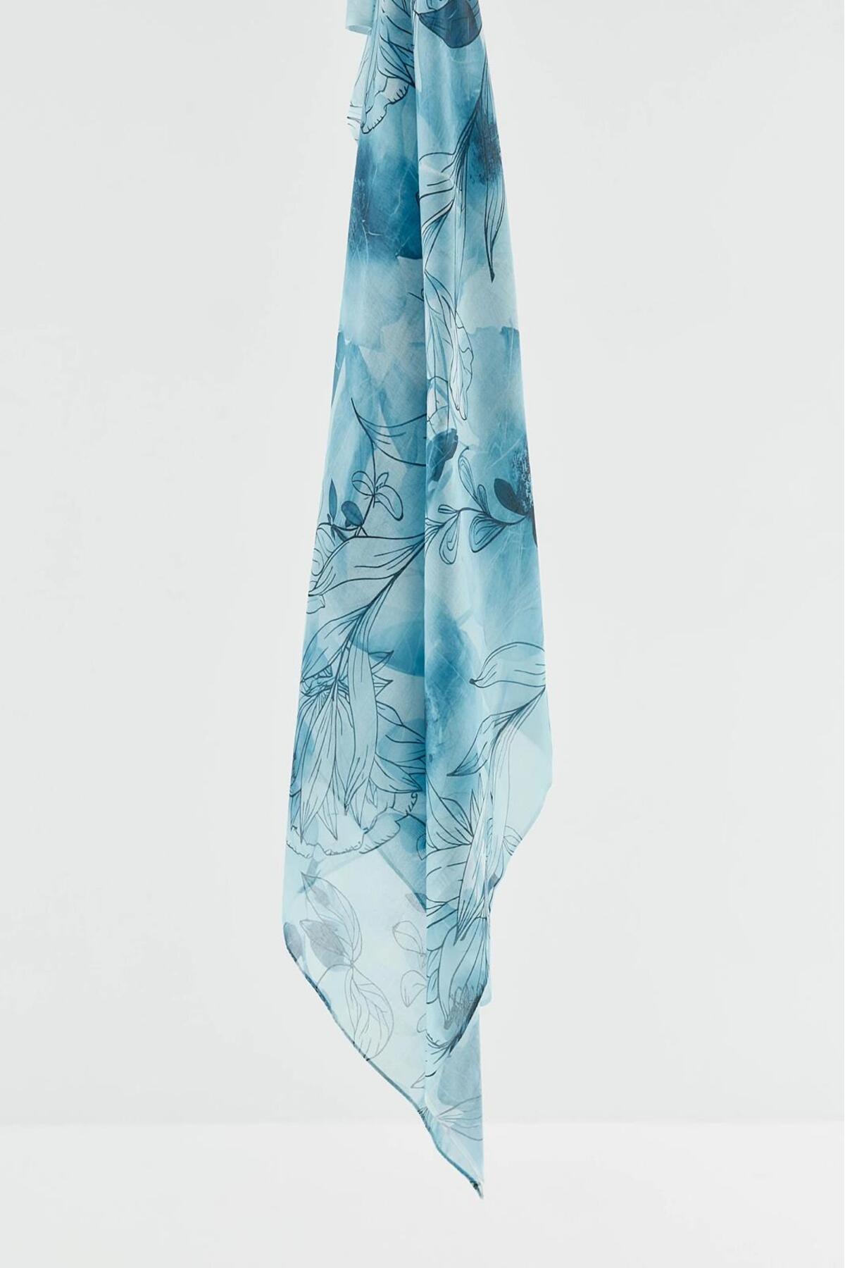 EM&FA TEKSTİL-Lily Pattern Moon Shawl 95X187 Size 4