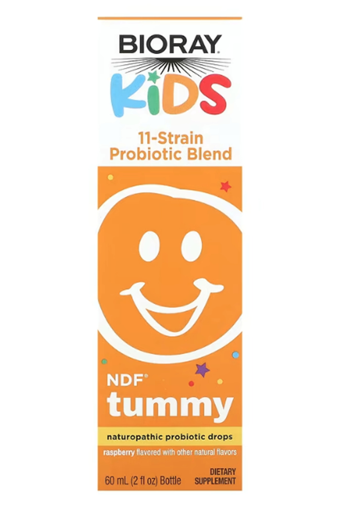 bioray Kids NDF Tummy 11-Strain Probiotic Blend, Raspberry 2 fl oz (60 ml).Abd Menşei