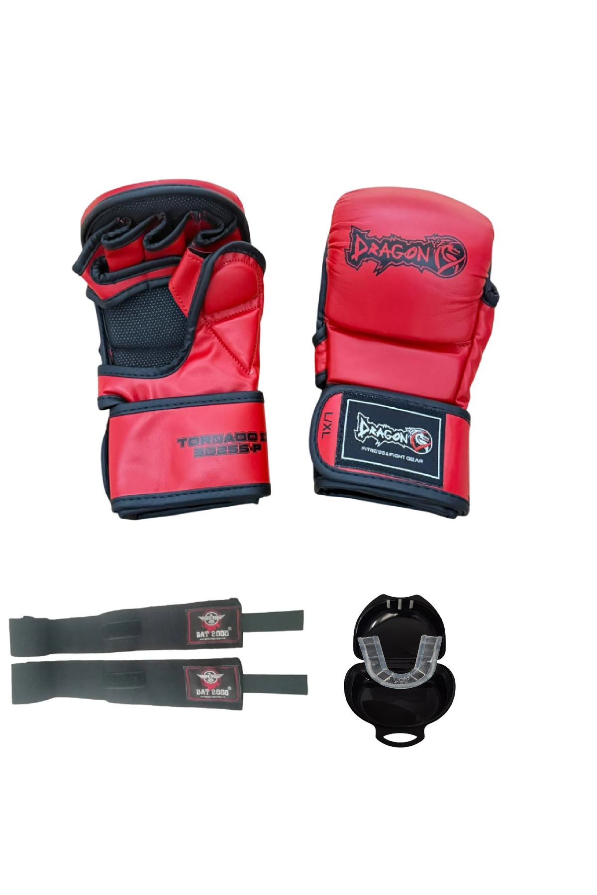 Dragondo Tornado MMA Eldiveni BLACK Bandaj + Dişlik 3'lü Set MMA