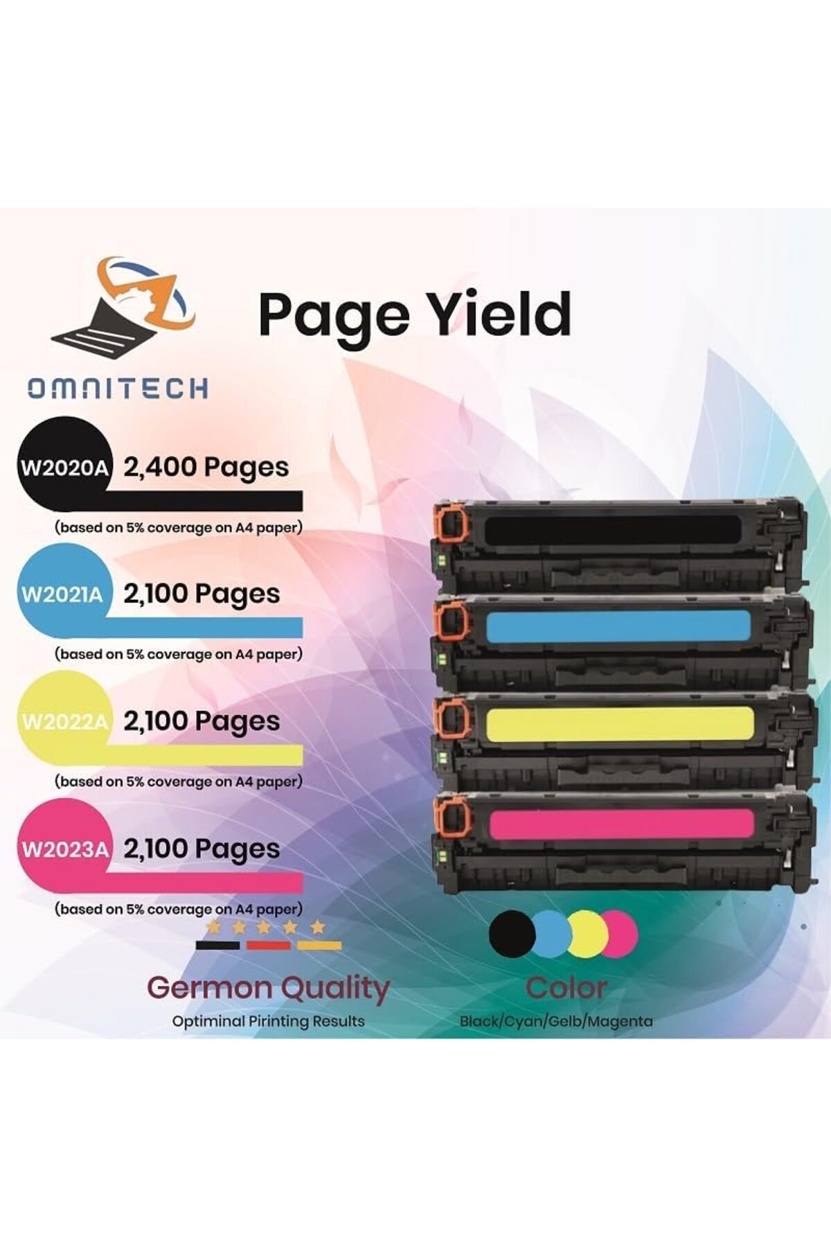Omnitech-Omni Tech 414A Multipack High Yield Toner Cartridge - Compatible with HP Color LaserJet Pro MFP M479 7