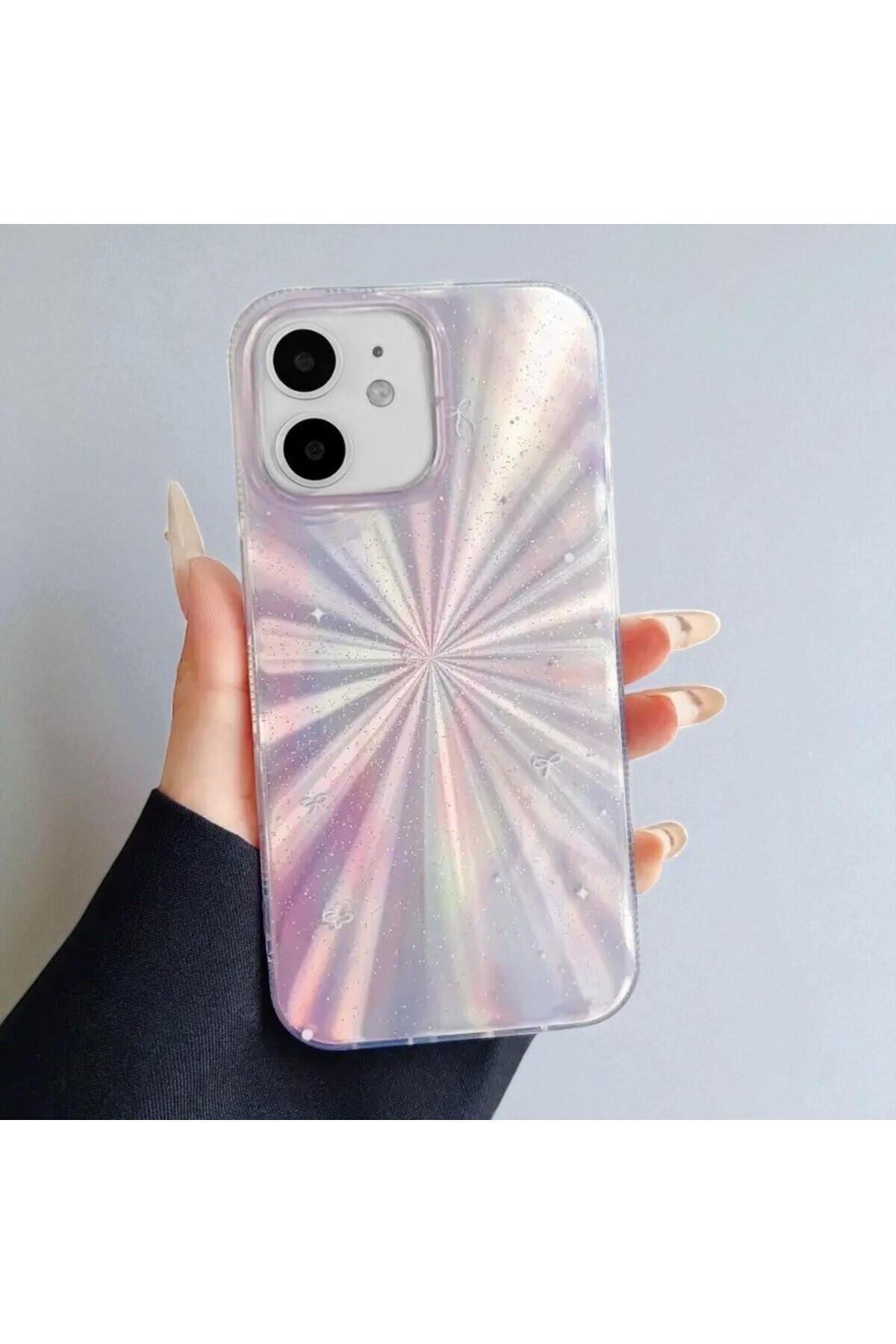 KVK PRİVACY-Compatible with Apple iPhone 11 - Bright Transparent Silicone Case Hologram with Multicolor Starburst Pattern 4