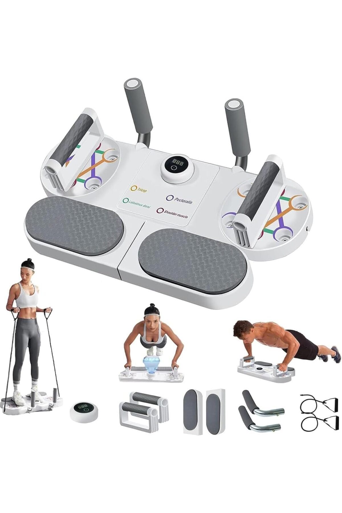 erorex-Push Up Training Set Multifunctional Push Up Board Elastic Resistance Band Bars 3 1 Fitness Set 1