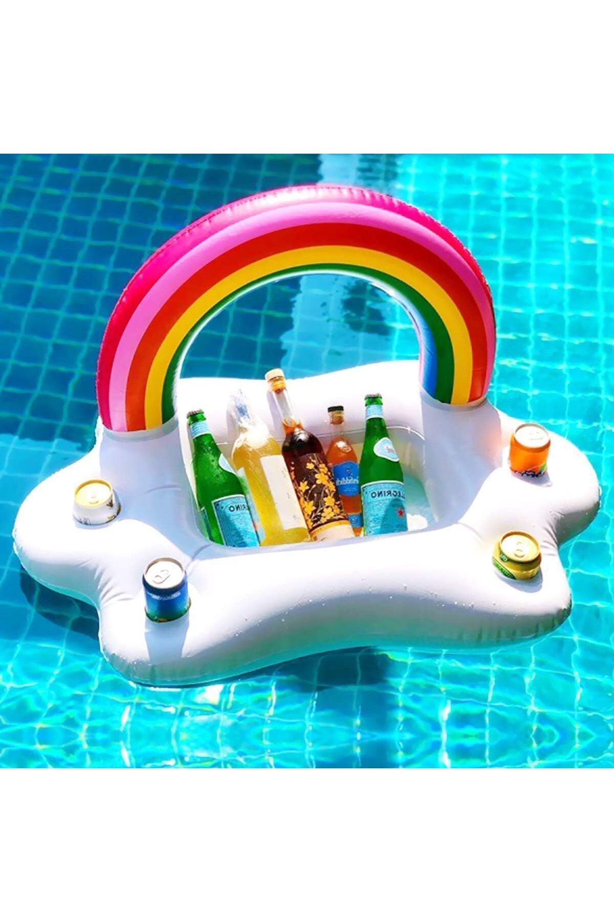 erorex-Inflatable Drink Holder Inflatable Swimming Pool Float Floating Drink Holder Pool Serving Bar 4 Cup 1