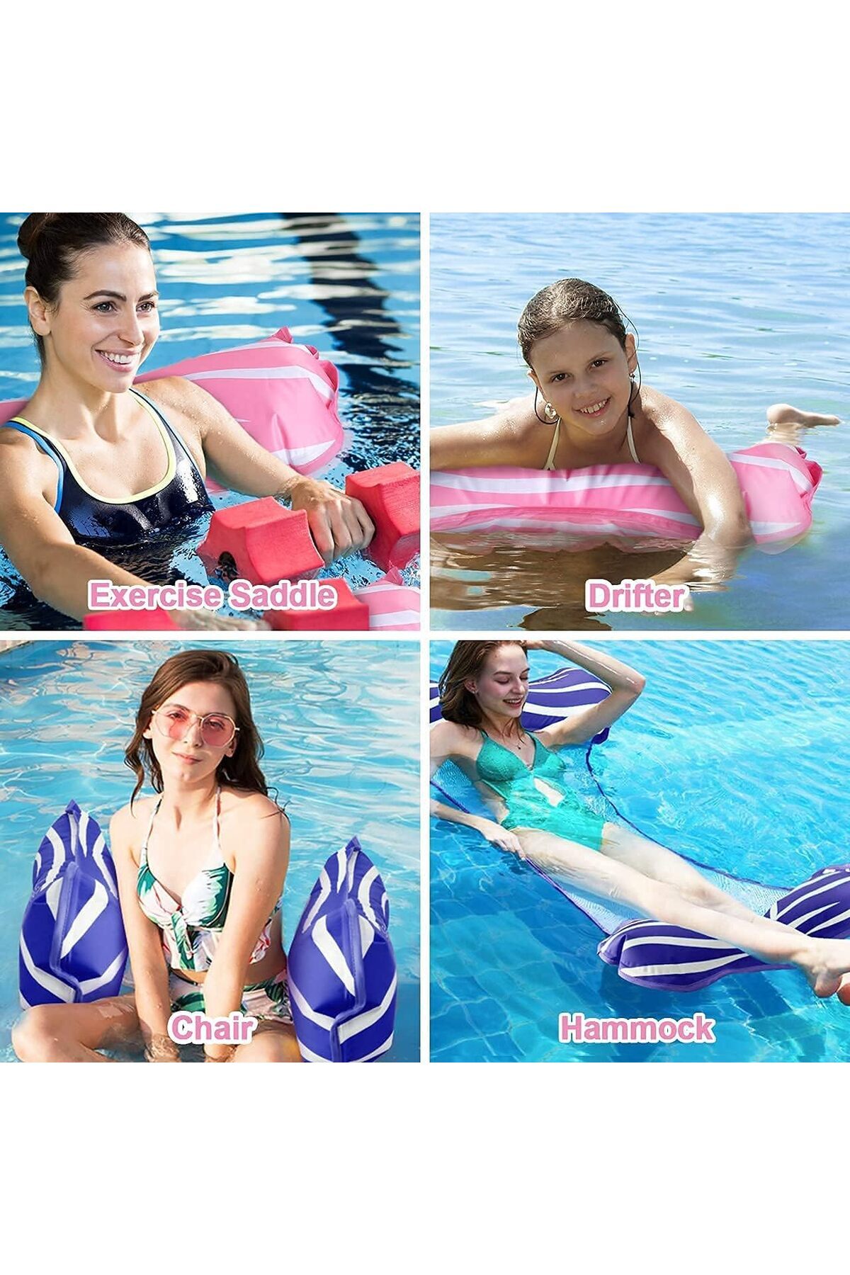 erorex-1 Pack Inflatable Hammock Float Swimming Pool Floaties Multi Purpose 4 1 Pool Floating Lounger 7