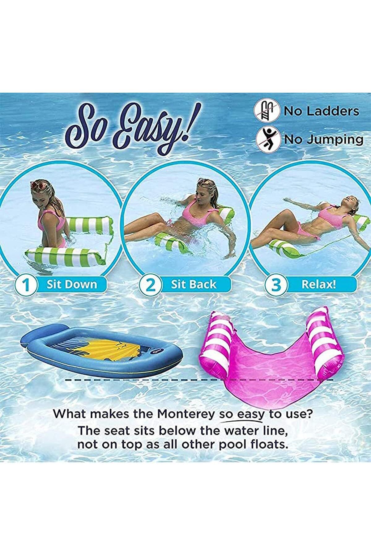 erorex-Inflatable Water Hammock Swimming Pool Beach Floating Recliner Inflatable Water Hammock Floating 6